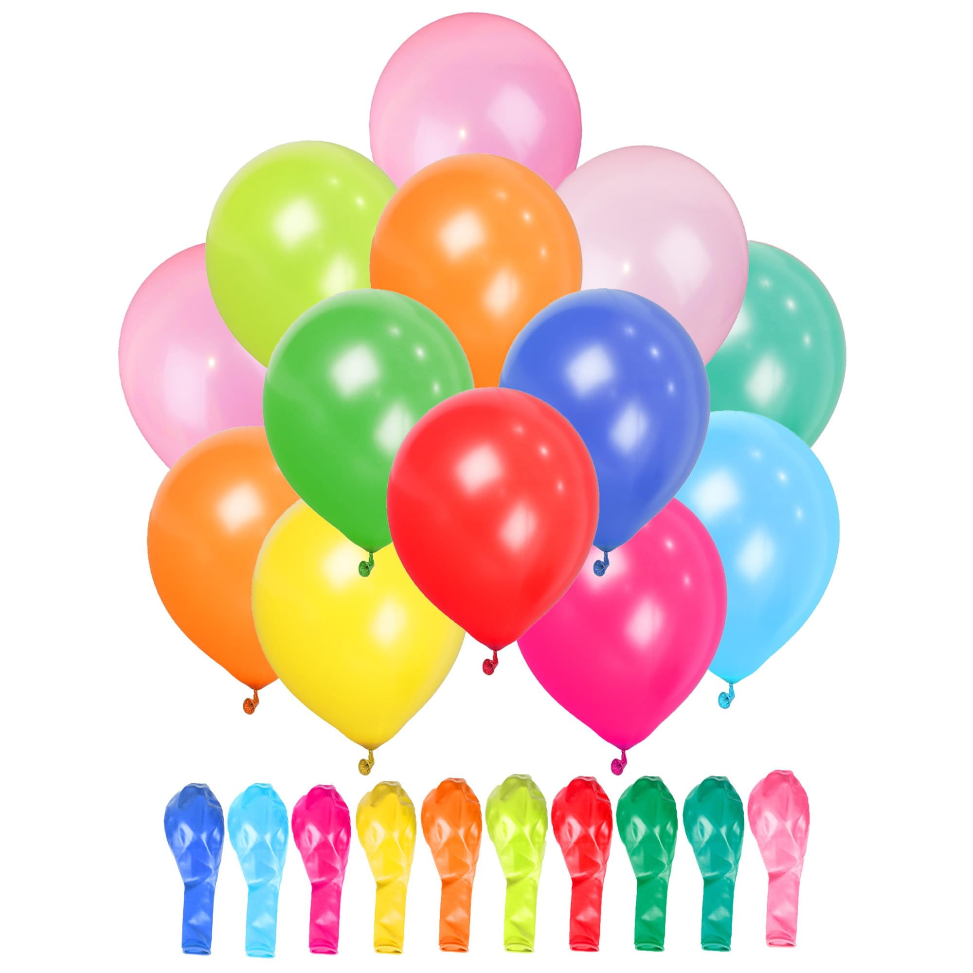 SHATCHI Rainbow Party Balloons - 50 Pack Metallic Multicoloured, 12 Inch Thick Latex for Birthday & Wedding 1