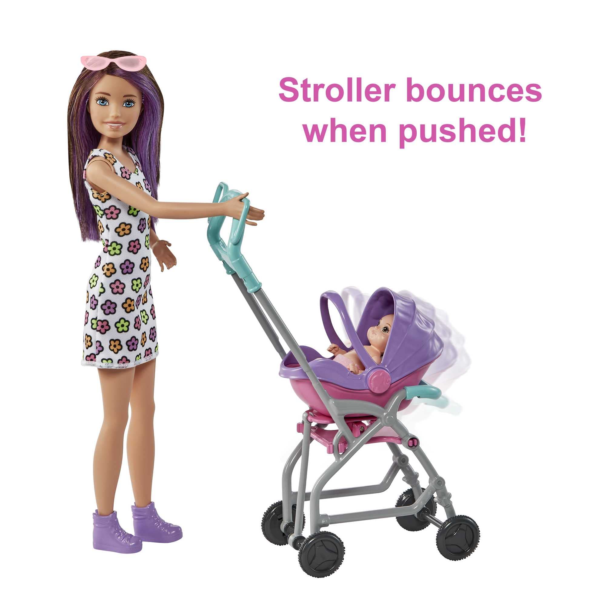 Barbie Skipper Babysitters Inc. Playset with Skipper Doll, Stroller, Baby Doll & 5 Accessories | Ages 3+ 4