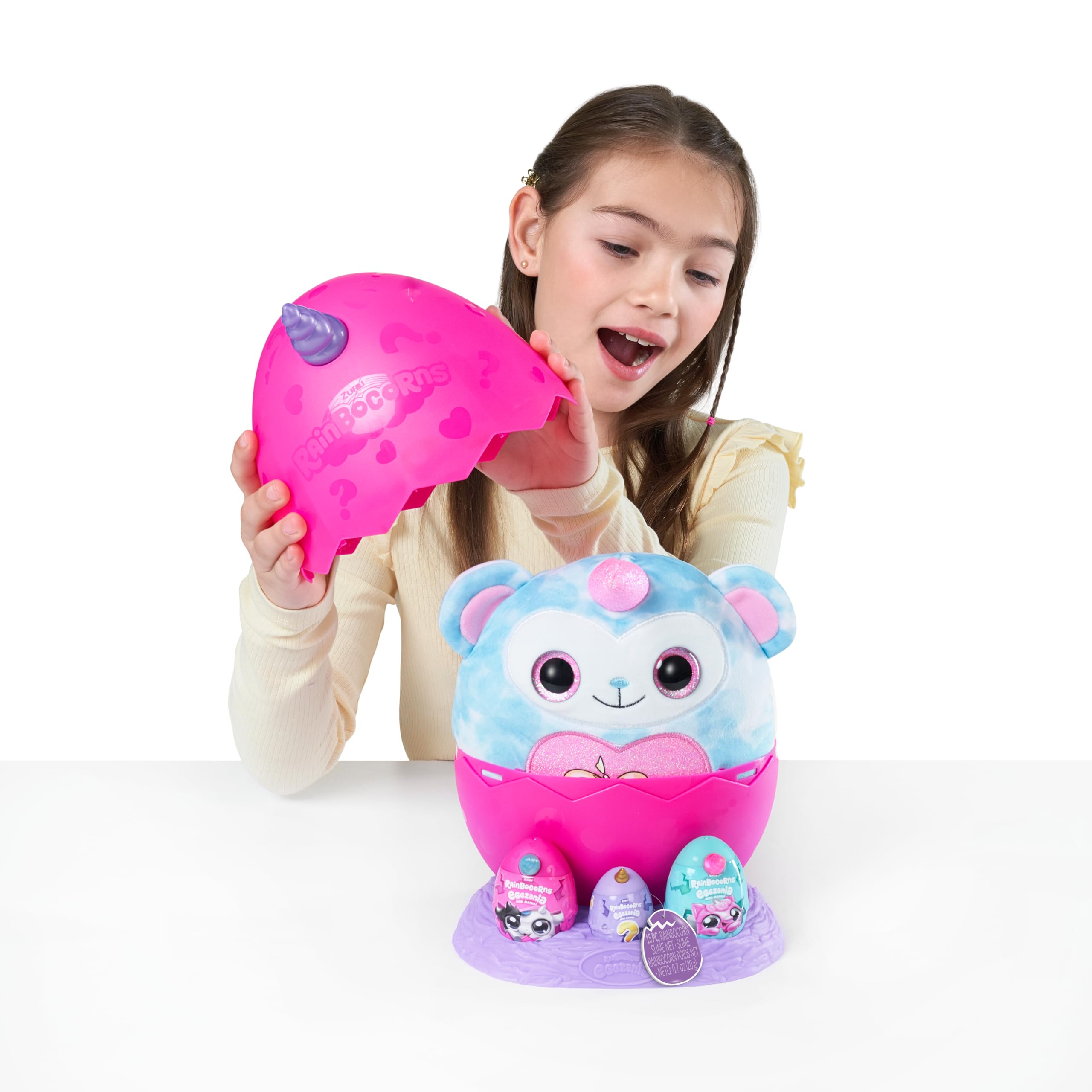 Rainbocorns ZURU Eggzania Mini Mania - Axolotl Plush Surprise Unbox, 10 Surprises, Collectible Playset for Kids