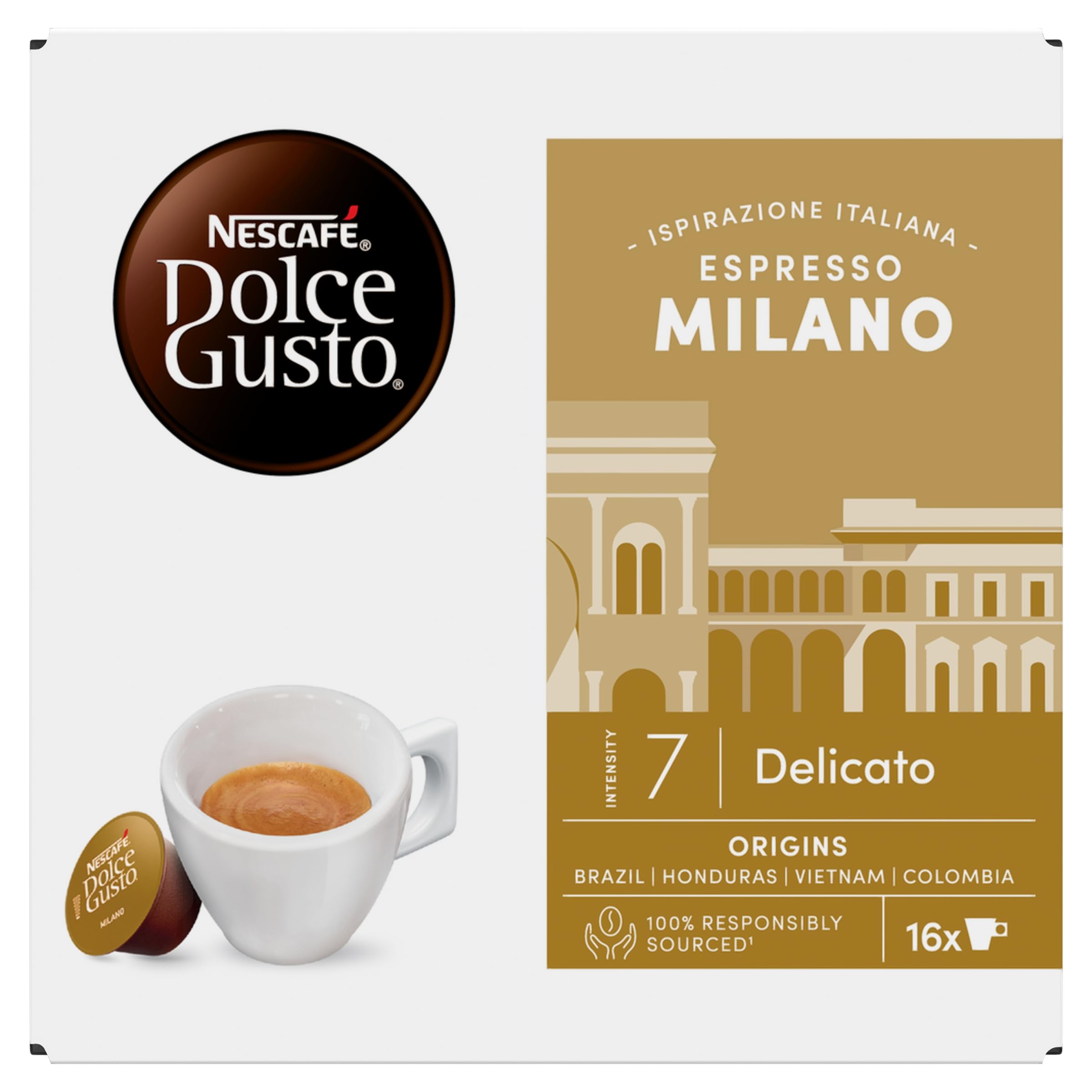 Nescafé Dolce Gusto Espresso Milano Coffee Capsules - 48 Cups (3 Packs of 16) | Roast & Ground Coffee 1