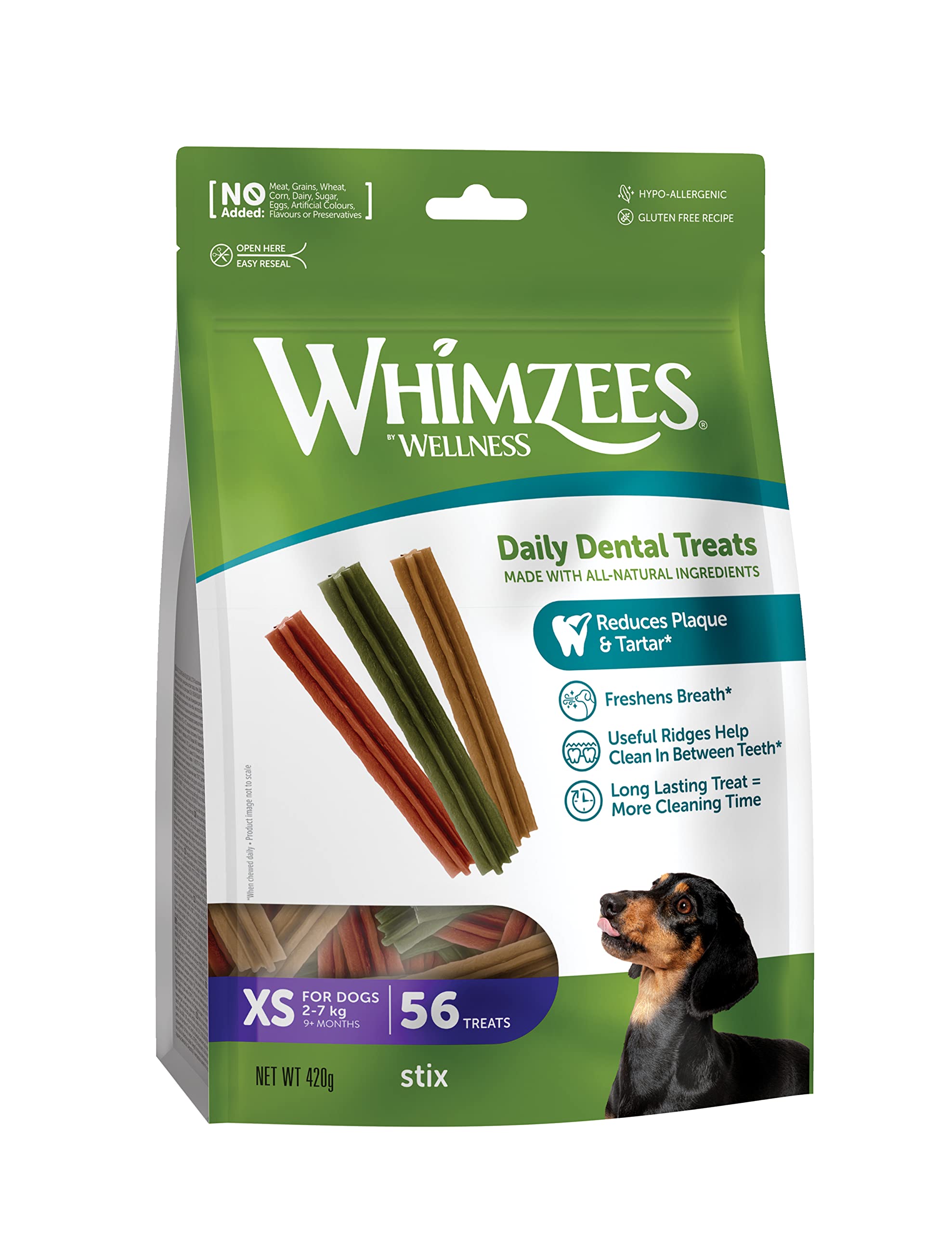 WHIMZEES Natural Dental Dog Chews - X Small Stix, 56 Pieces, Low Calorie, Grain-Free 1