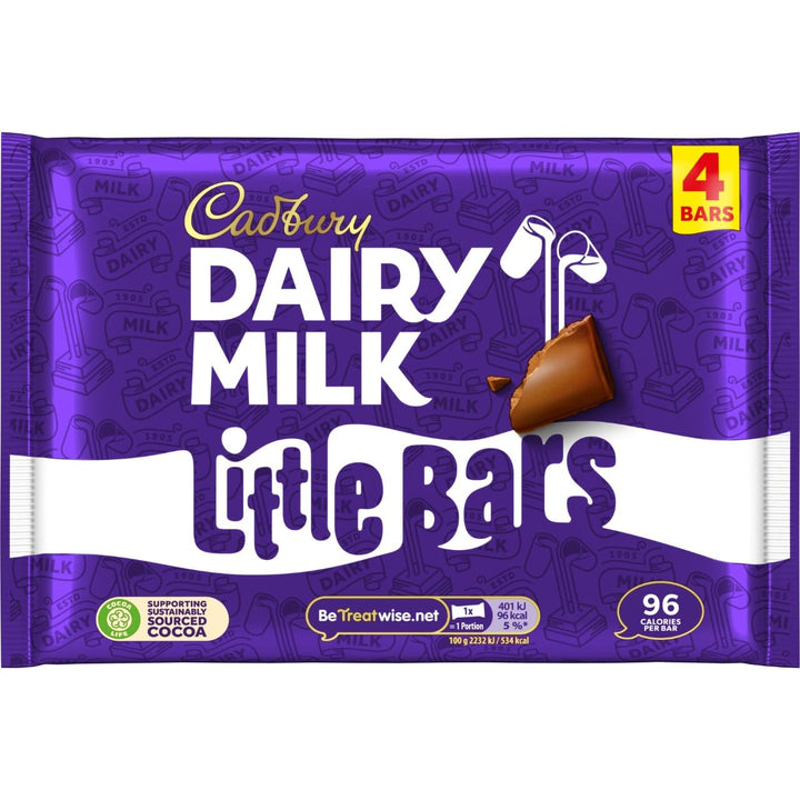 Cadbury Dairy Milk Chocolate Little Bars, 18g (Pack of 4)