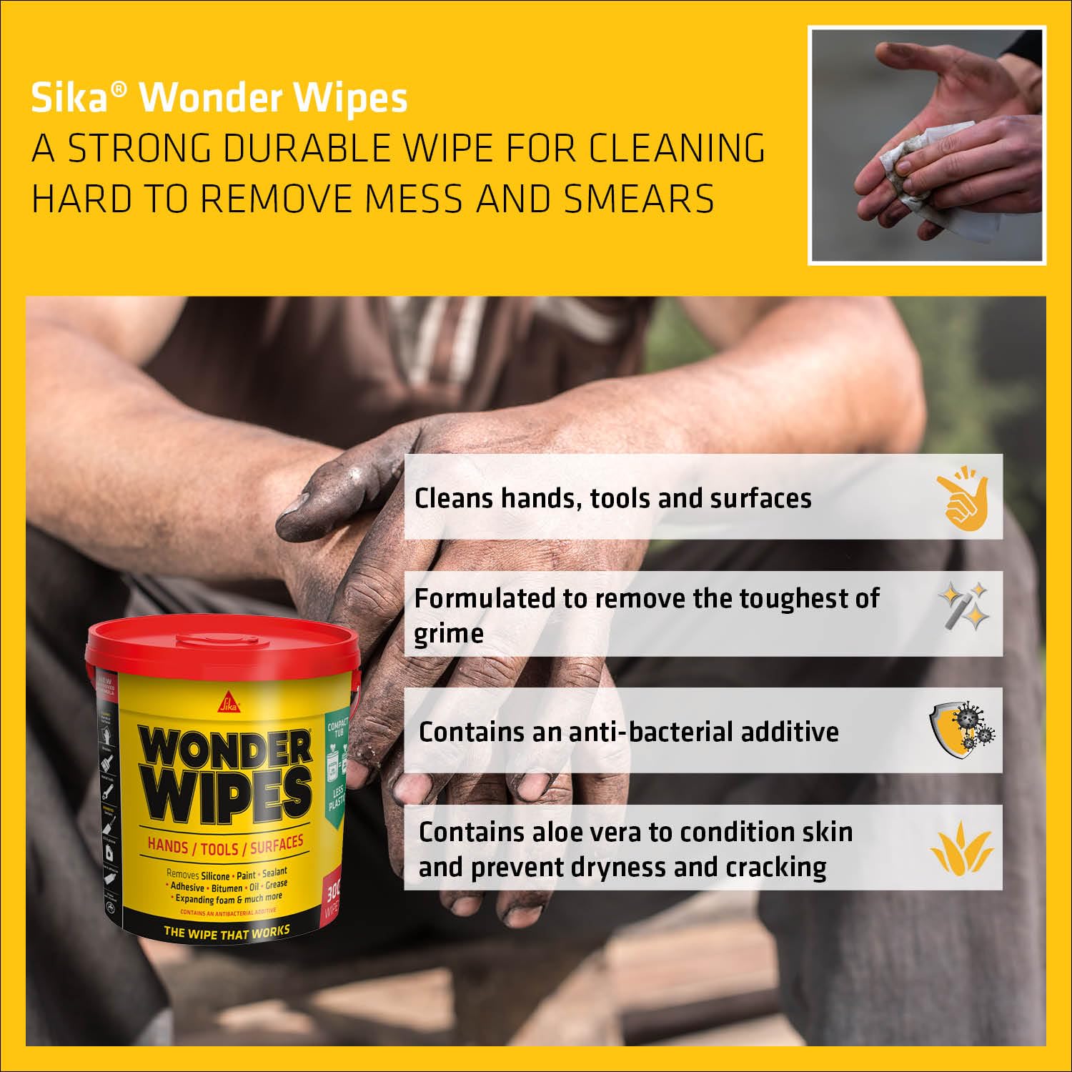 Sika Wonder Wipes Multi-Use Cleaning Wipes - 300 Count, Aloe Vera Scent, Alcohol Free 3