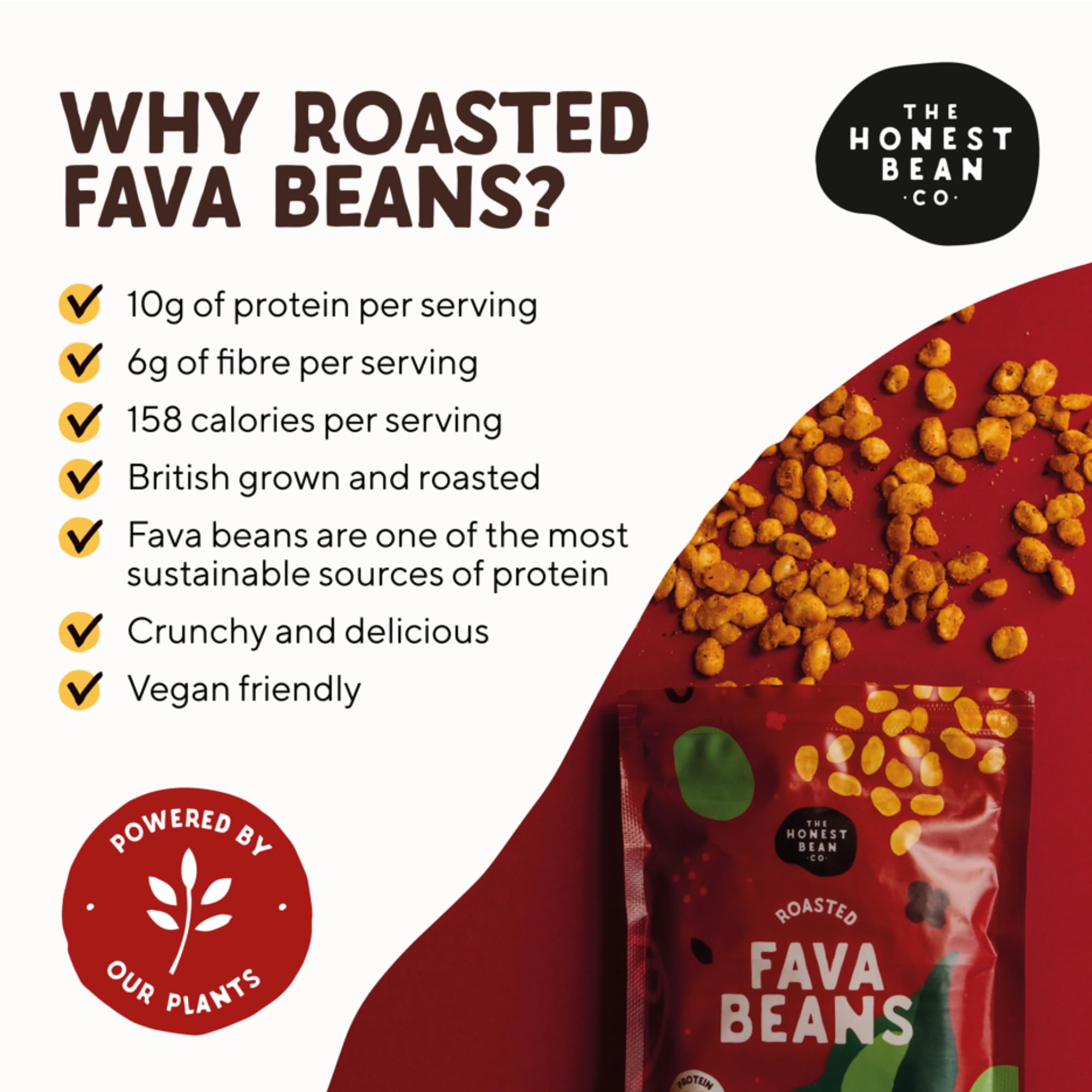 The Honest Bean Co Roasted Fava Bean Chilli & Lemon High Protein Vegan Snack 6 x 120g 4