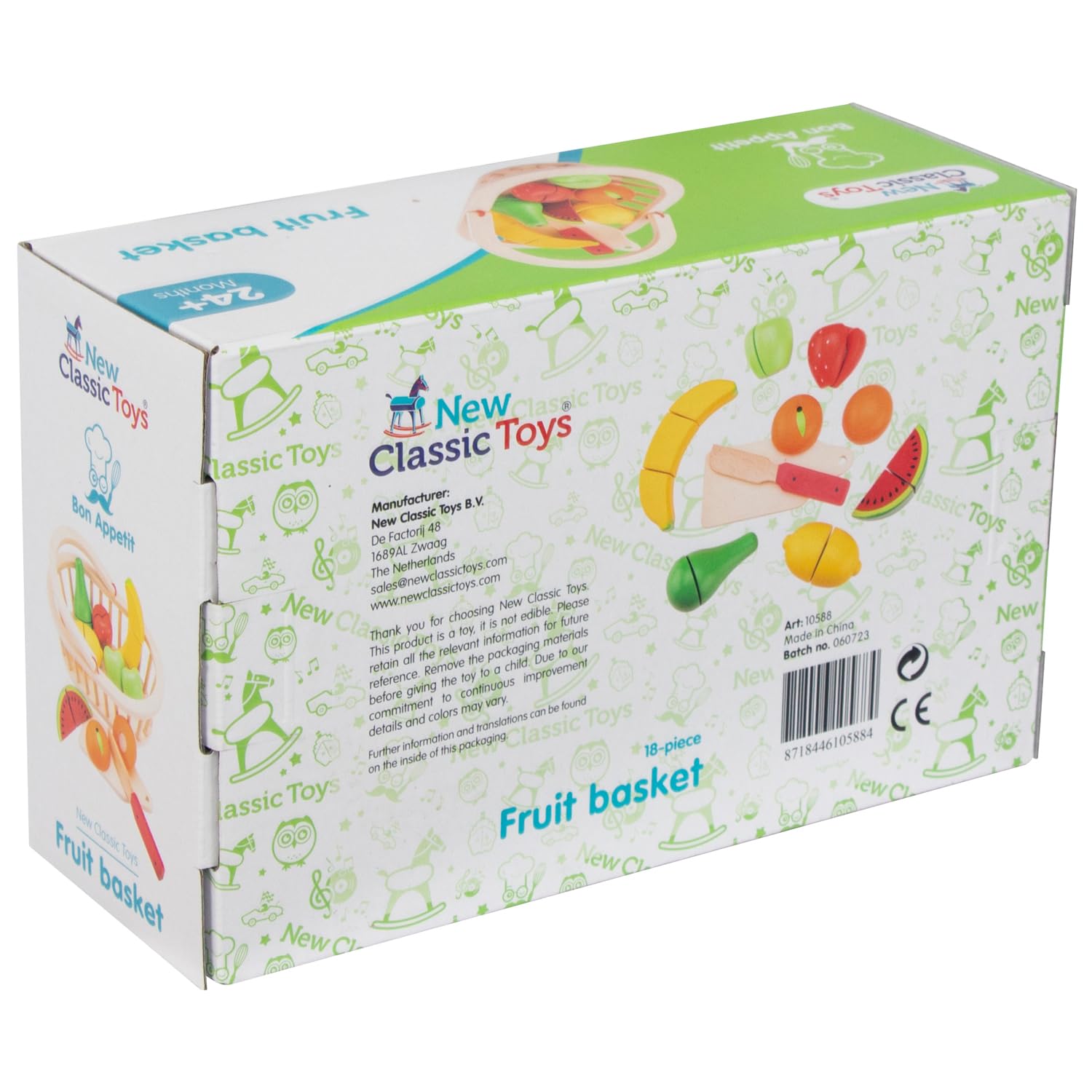 New Classic Toys Wooden Cutting Meal Fruit Basket Simulation Toy for Toddlers 9