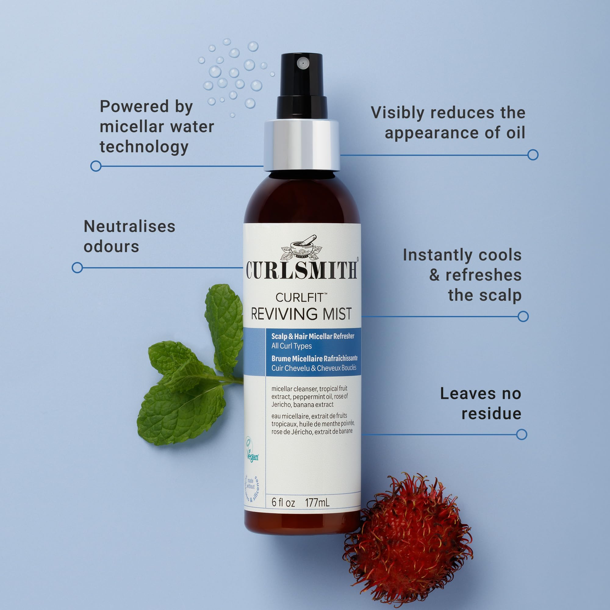 CURLSMITH Curlfit Reviving Mist - Micellar Refresh Spray for Curls | 177 ml 2
