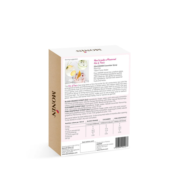 MONIN Cocktail Syrup Gift Set - Cucumber, Pink Grapefruit, Blood Orange (3 x 50ml)