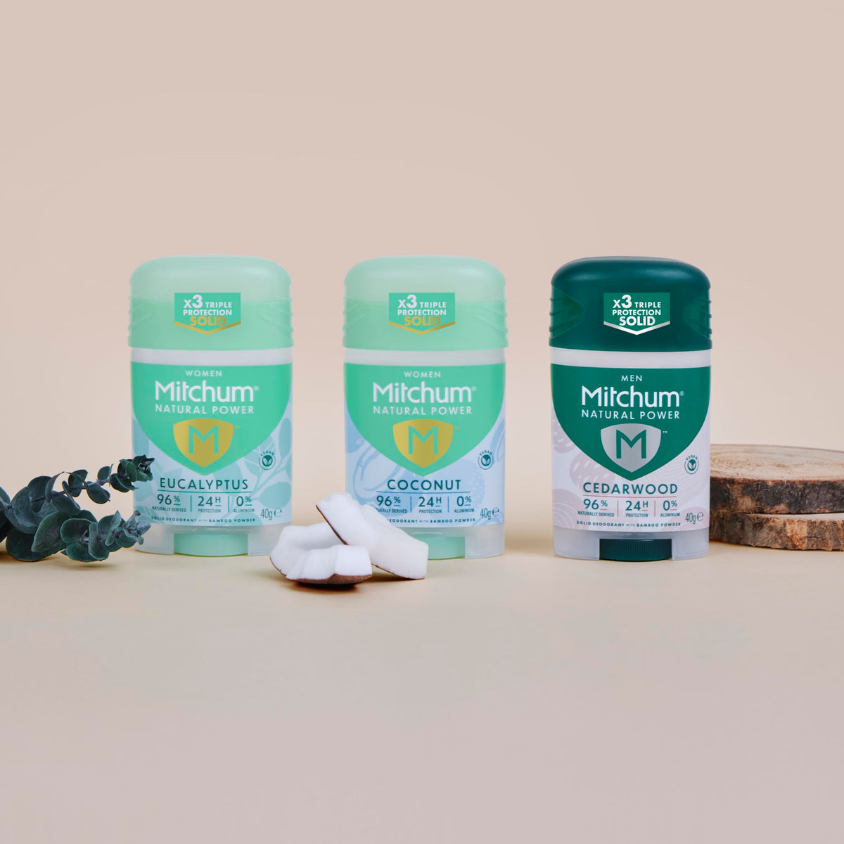 Mitchum Women Natural Deodorant Stick - Aluminium Free, Vegan, Eucalyptus, 40g