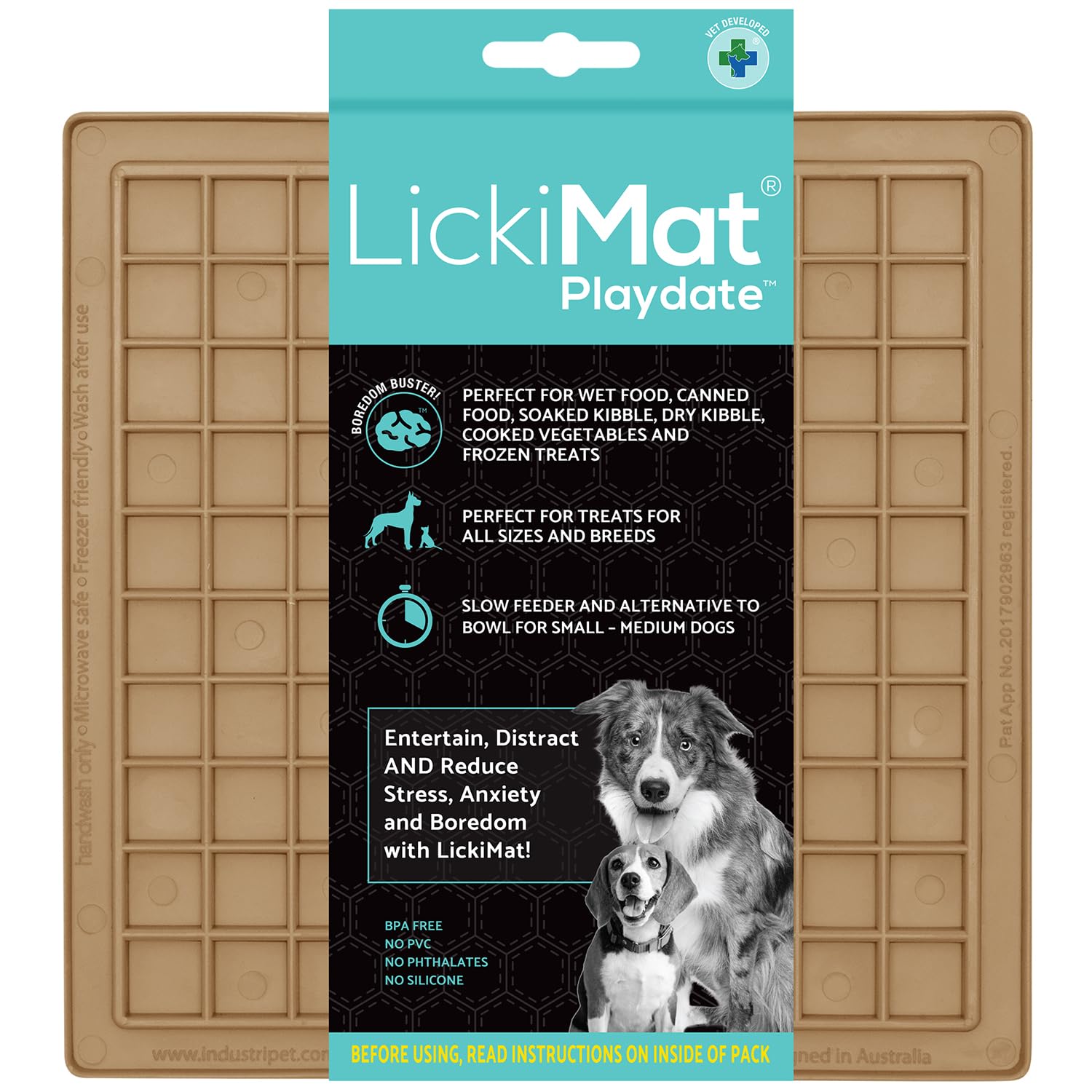 LICKIMAT Classic Playdate Dog Feeding Mat - Reduces Anxiety & Boredom | Rubber | 230x200x9mm 1