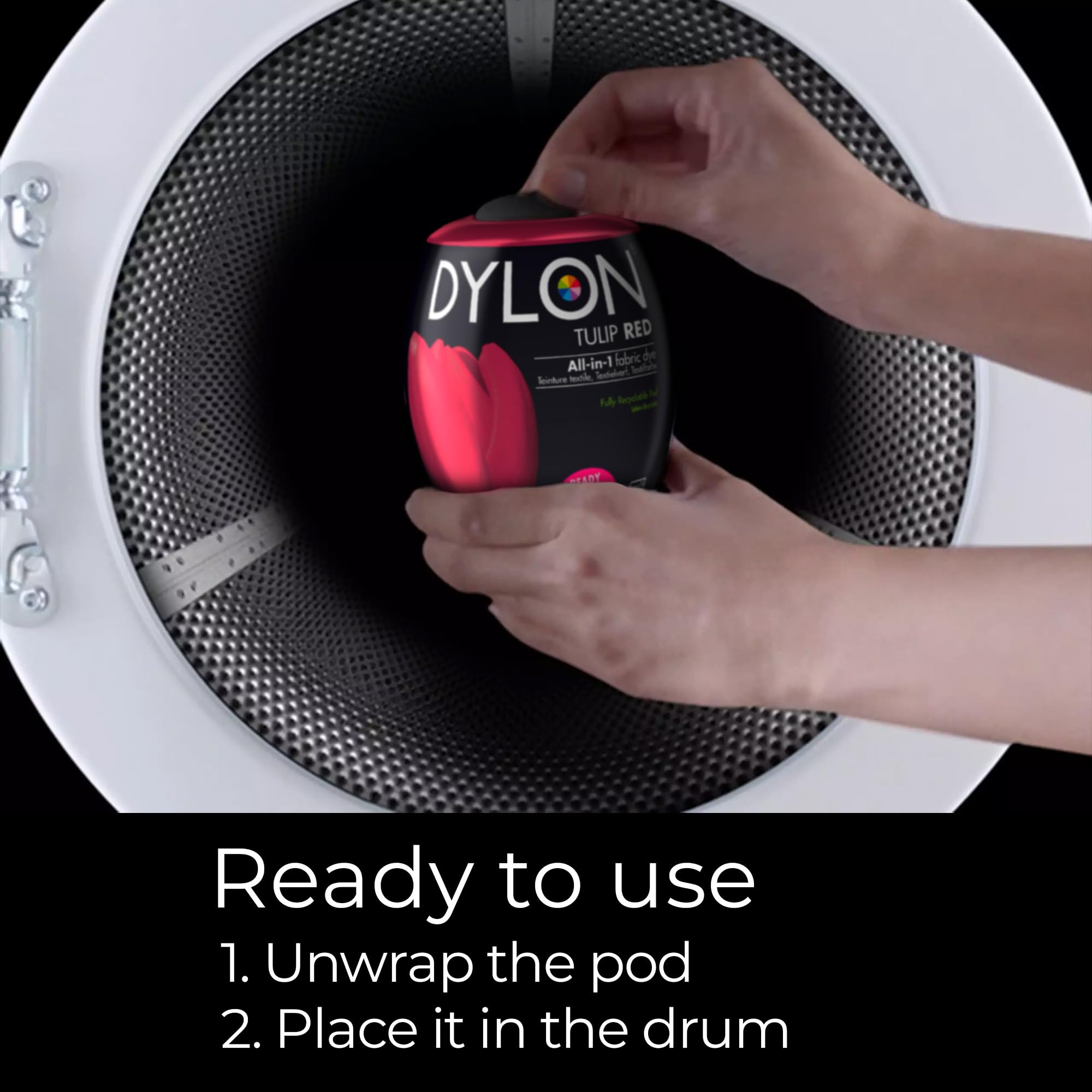 DYLON - Washing Machine Fabric Dye Pod for Clothes & Soft Furnishings 350g – Tulip Red 10