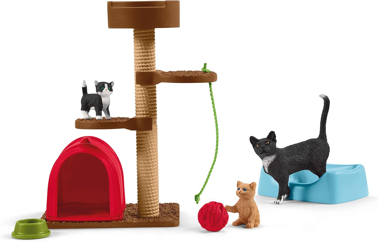 SCHLEICH Playtime for Cute Cats Farm World Playset - Imaginative Play for Kids 3+