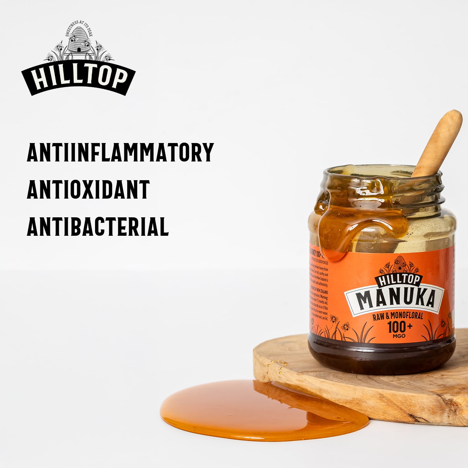 Hilltop Honey Manuka Honey MGO 100+ - Pure New Zealand Monofloral Honey | 454g 3