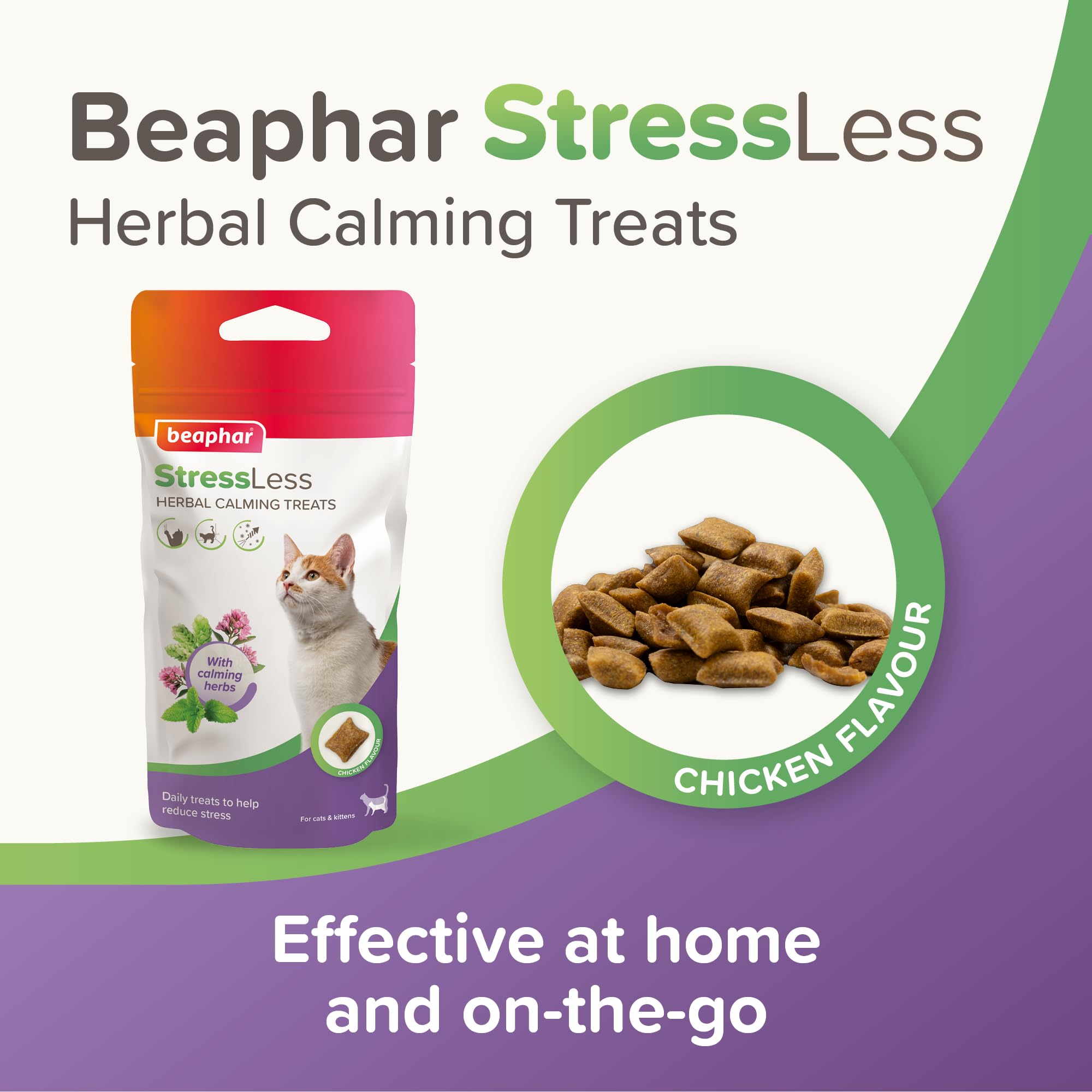 Beaphar StressLess Herbal Calming Cat Treats - Chicken Flavor | 35g Bag | All Ages 2