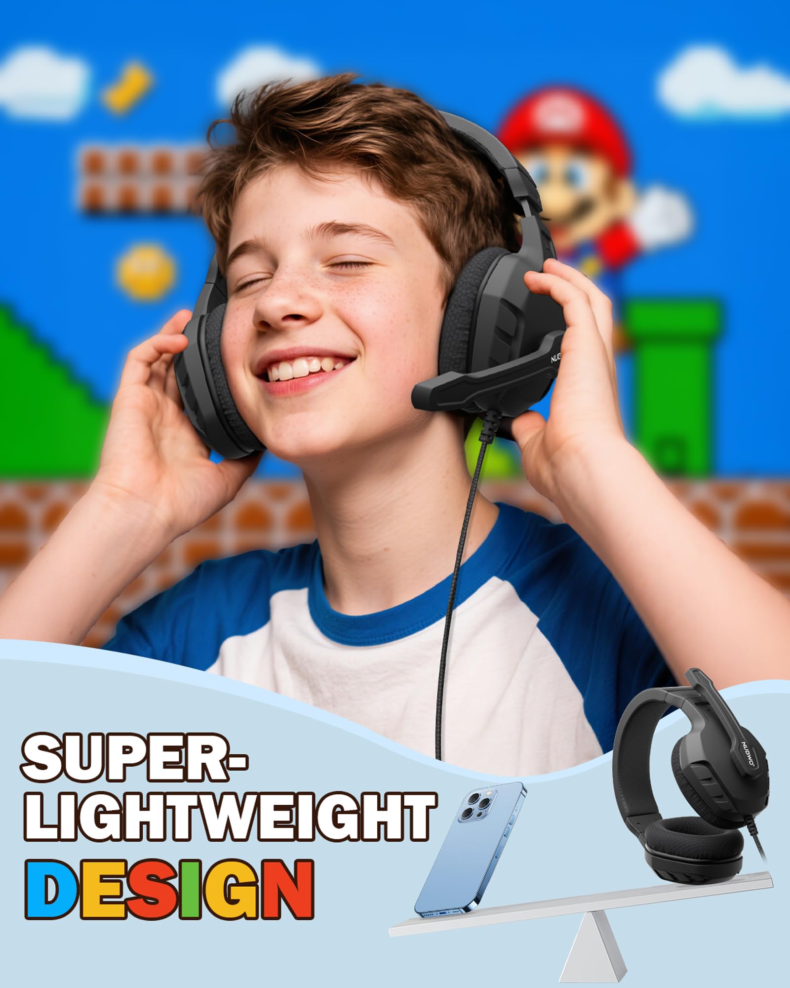 NUBWO U3 Gaming Headset - Universal Compatibility, Noise-Canceling Mic, 50mm Drivers | PC, PS5, Xbox 7