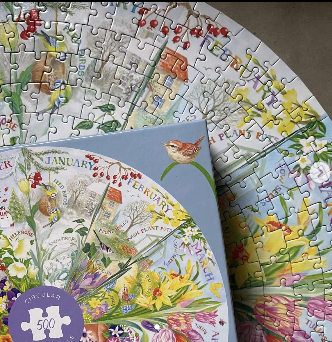 Gibsons A Year in the Garden Circular Jigsaw Puzzle - 500 Pieces | Nature Seasons Theme | 49cm Diameter 2