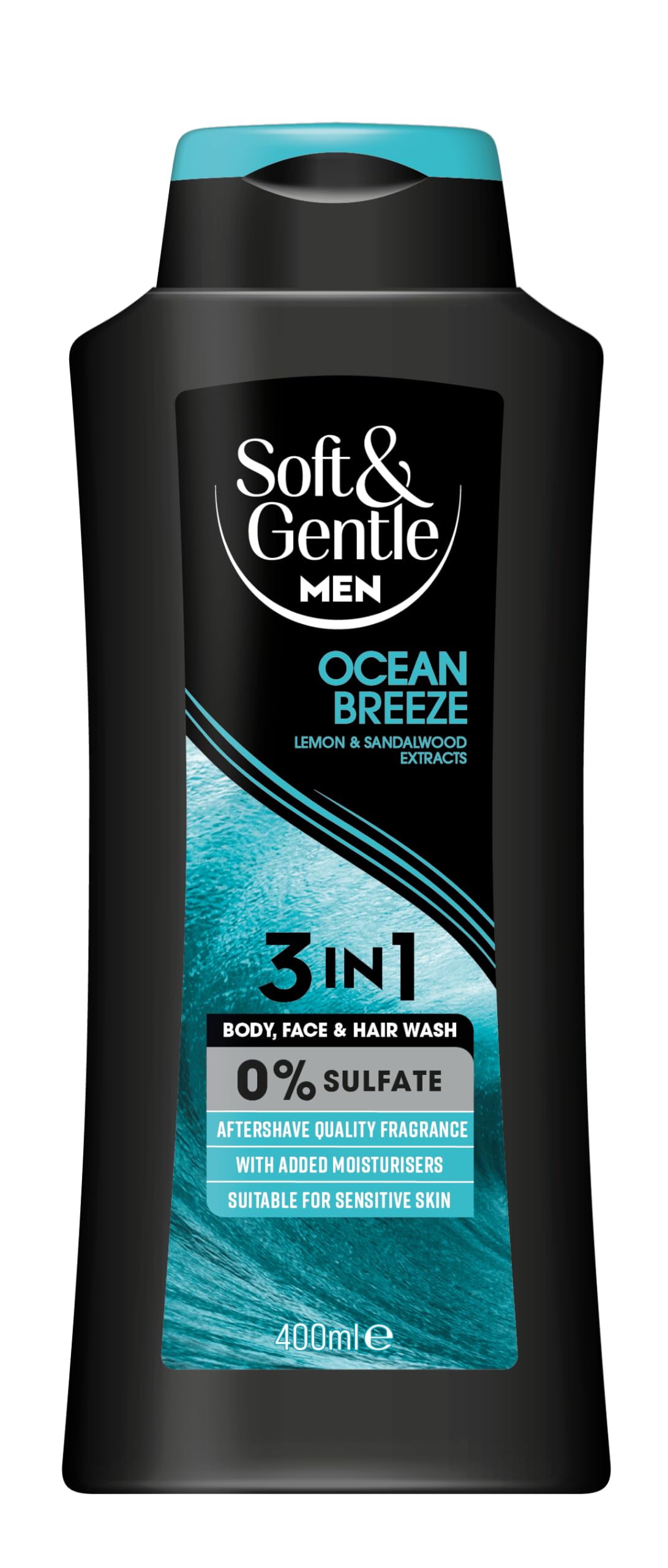 Soft & Gentle Men Ocean Breeze 3 in 1 Shower Gel | 400ml | Sulfate Free | Lemon & Sandalwood 1