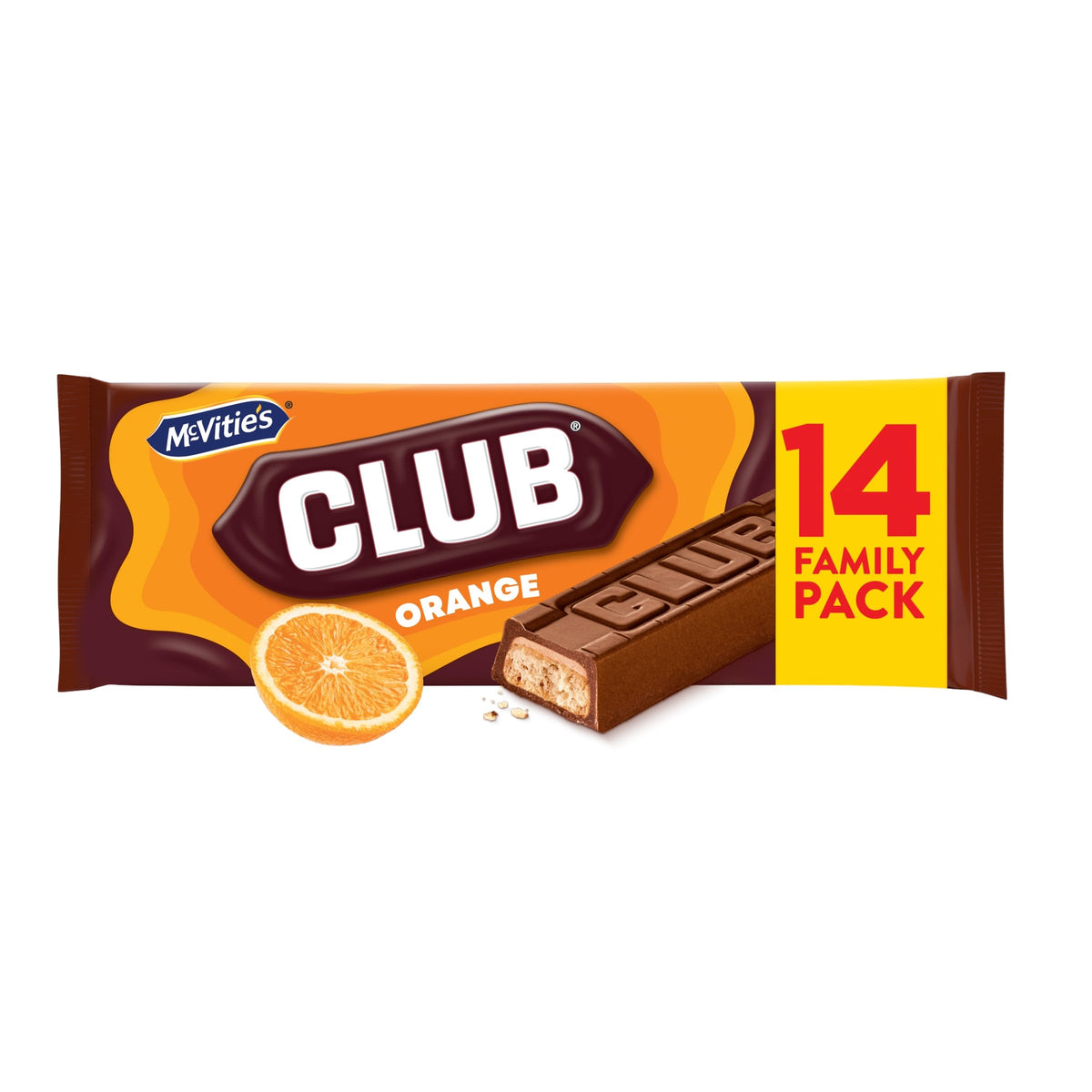 McVitie's Club Chocolate Orange Biscuit Bar - Twin Pack, 14 Bars