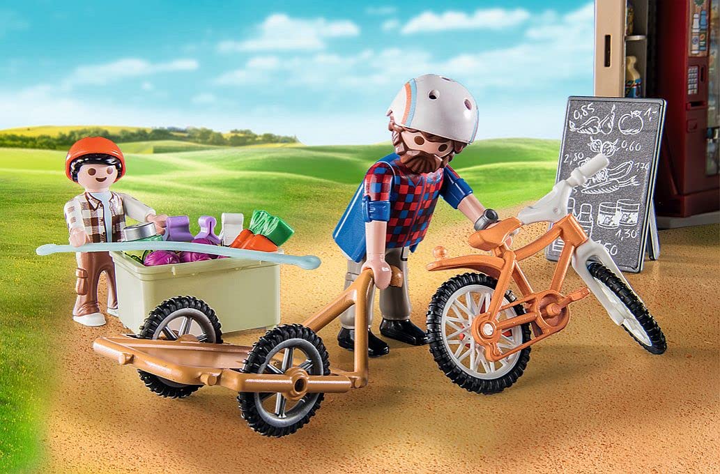 Playmobil 71250 Country Farm Shop Playset with Bike & Trailer - Sustainable Toy for Ages 4+