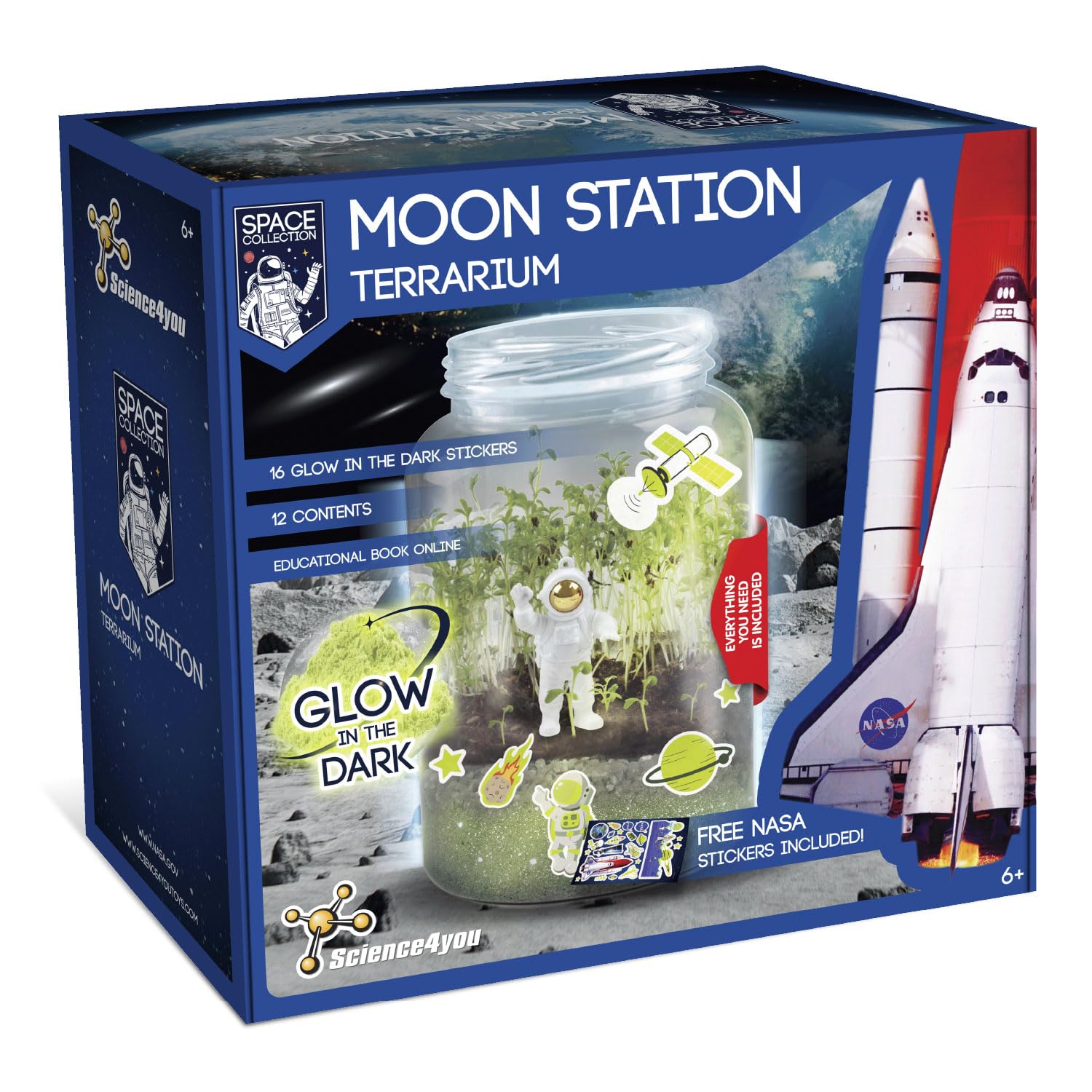 Science4you Moon Station NASA Terrarium Kit - Glow in the Dark Space Ecosystem for Kids 8+