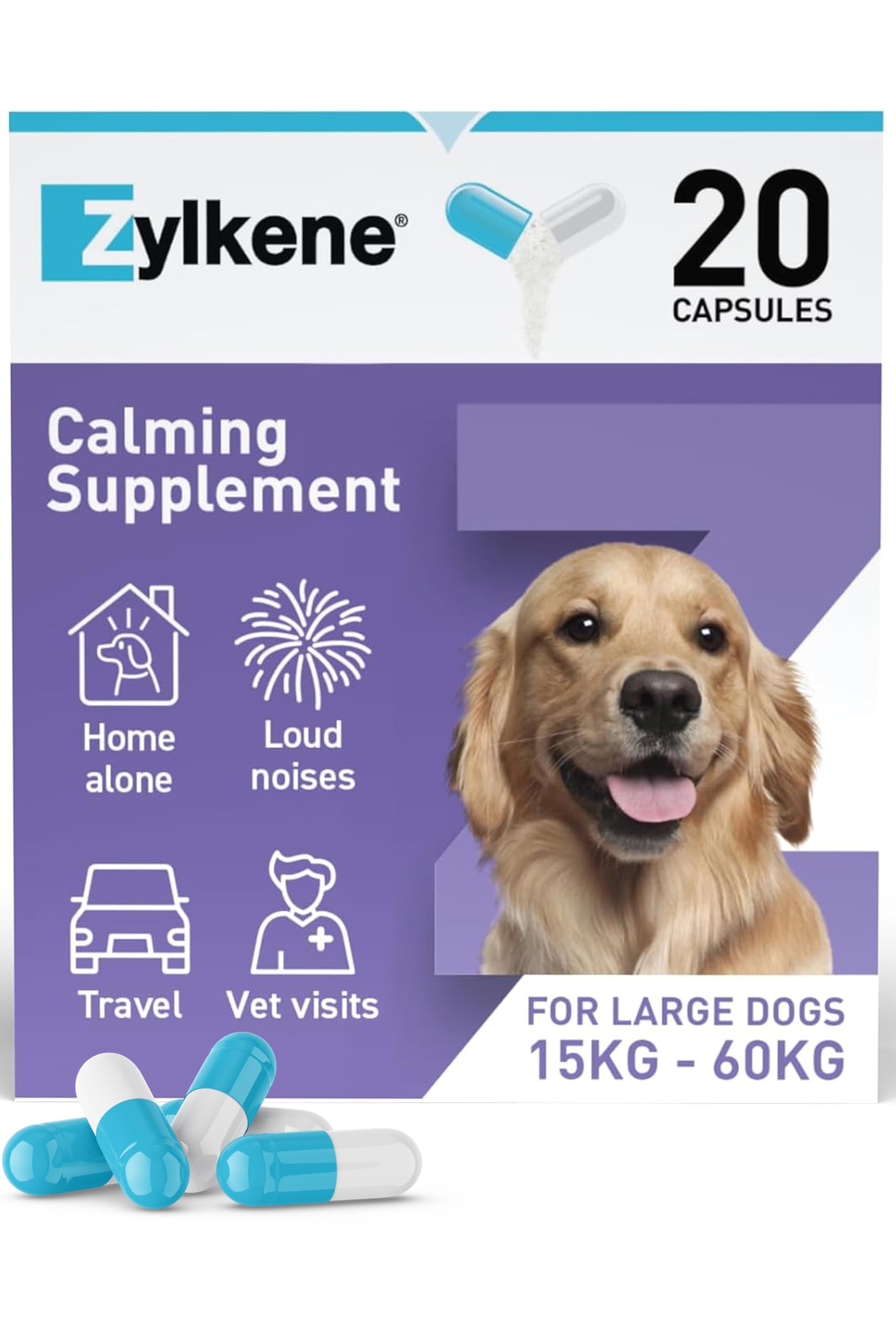 Zylkene Calming Supplements for Large Dogs (30 to 60kg) 450mg | 20 Capsules 1