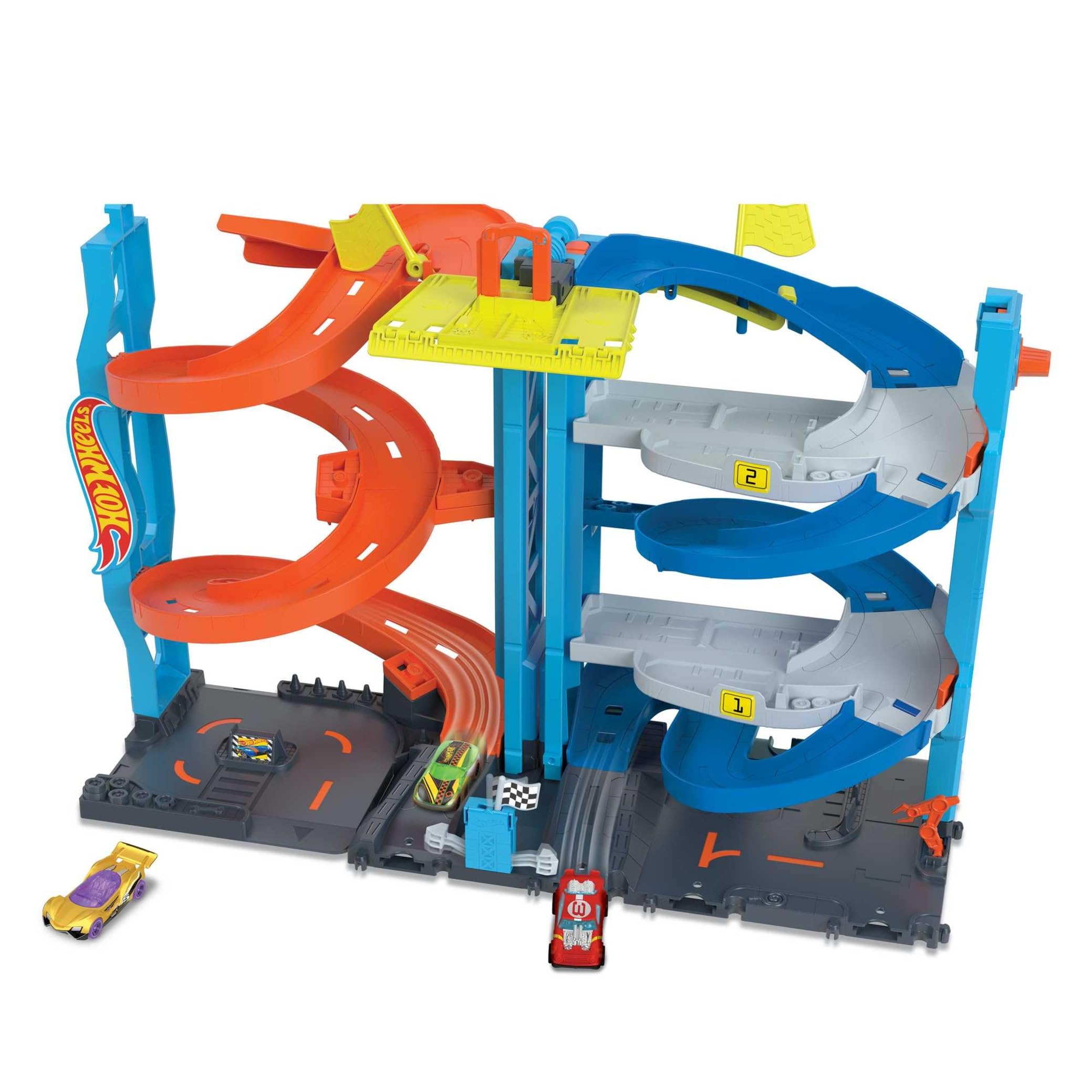 Hot Wheels City Transforming Race Tower - 2-in-1 Racing Playset with Elevator & 1:64 Scale Car, Ages 3+