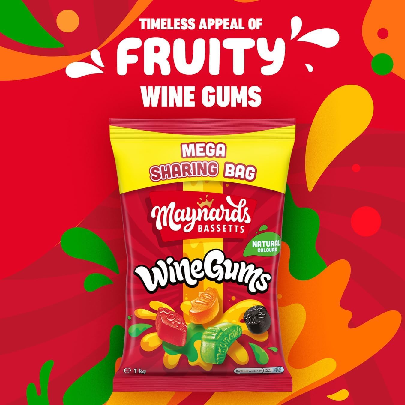 Maynards Bassetts Wine Gums - Fruity Chewy Sweets | 1kg Sharing Bag 2