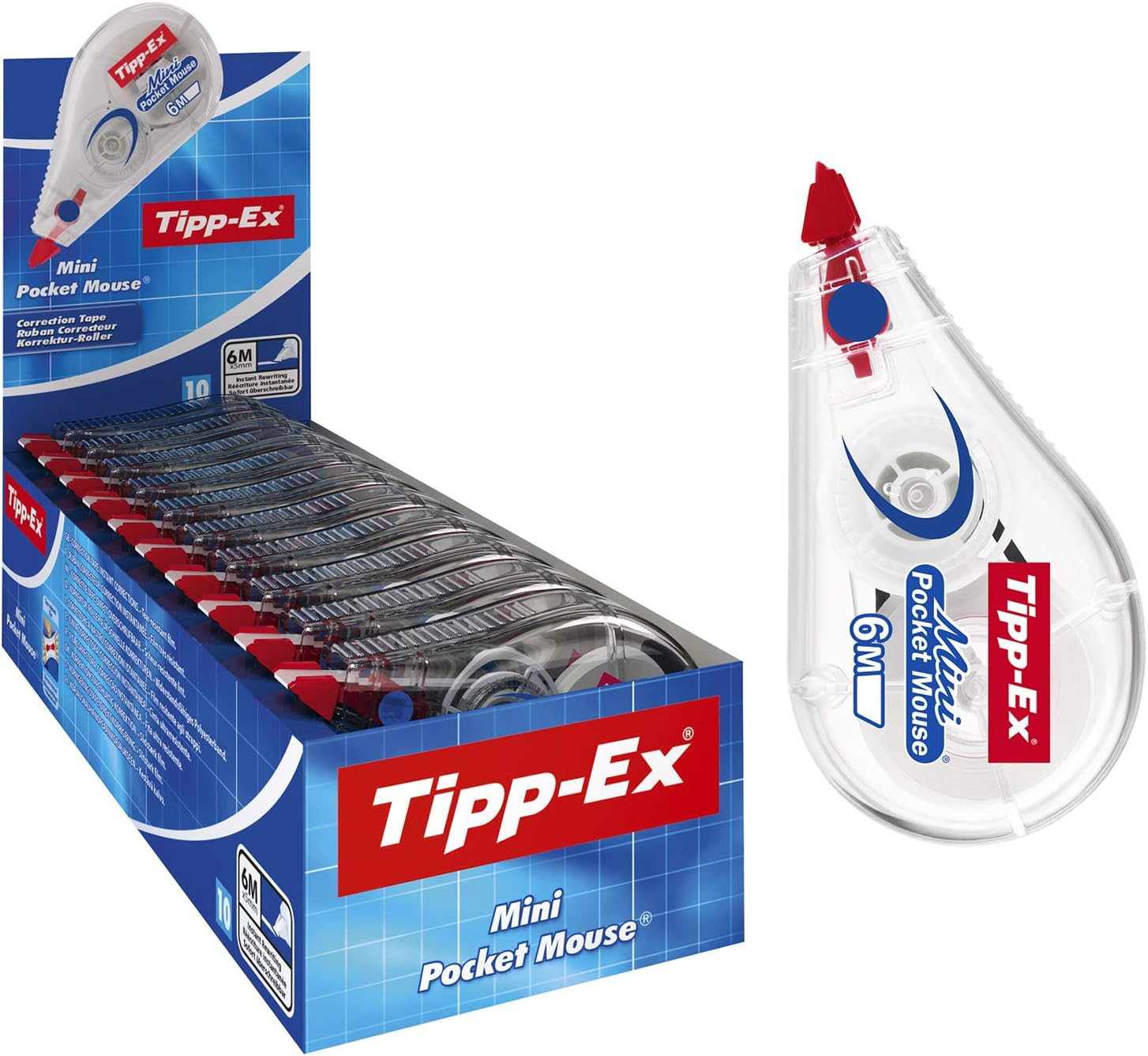 Tipp-Ex Mini Pocket Mouse Plastic Tape - Box of 10 - High-Quality, 6 m, Tear-Resistant Tapes with Smooth Glide 1