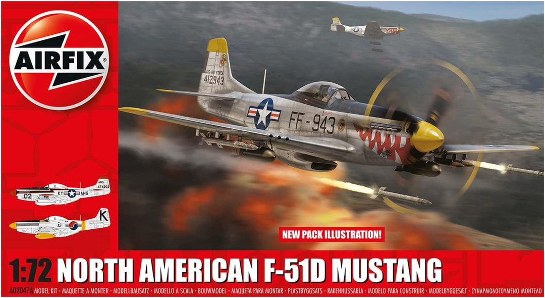 Airfix North American F-51D Mustang - 1:72 Scale Model Kit | Precision-Engineered Plastic Aircraft Model for Beginners & Advanced Modellers