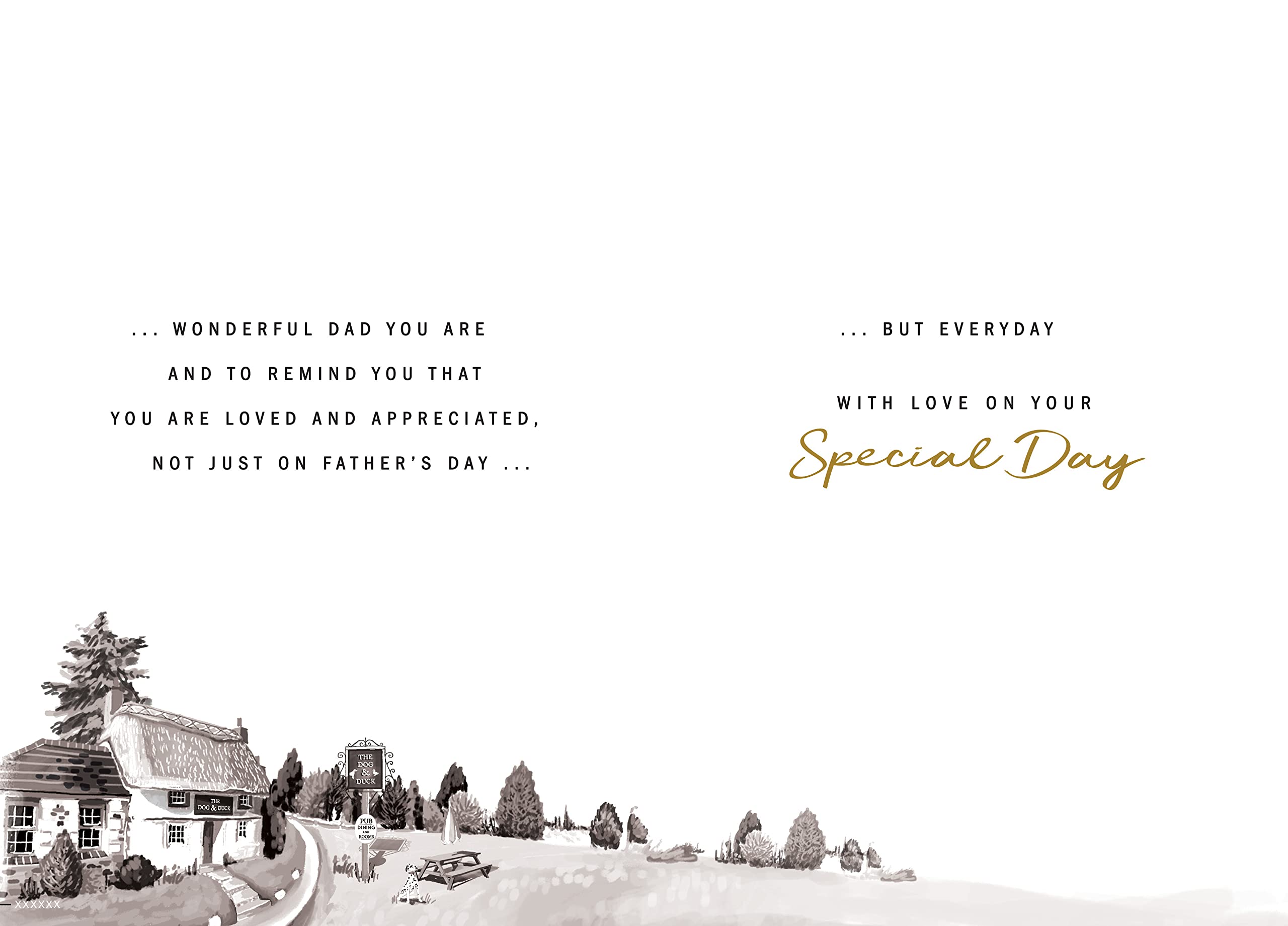 Piccadilly Greetings Traditional Father's Day Card - Dad | 9 x 6 Inches | Black and White