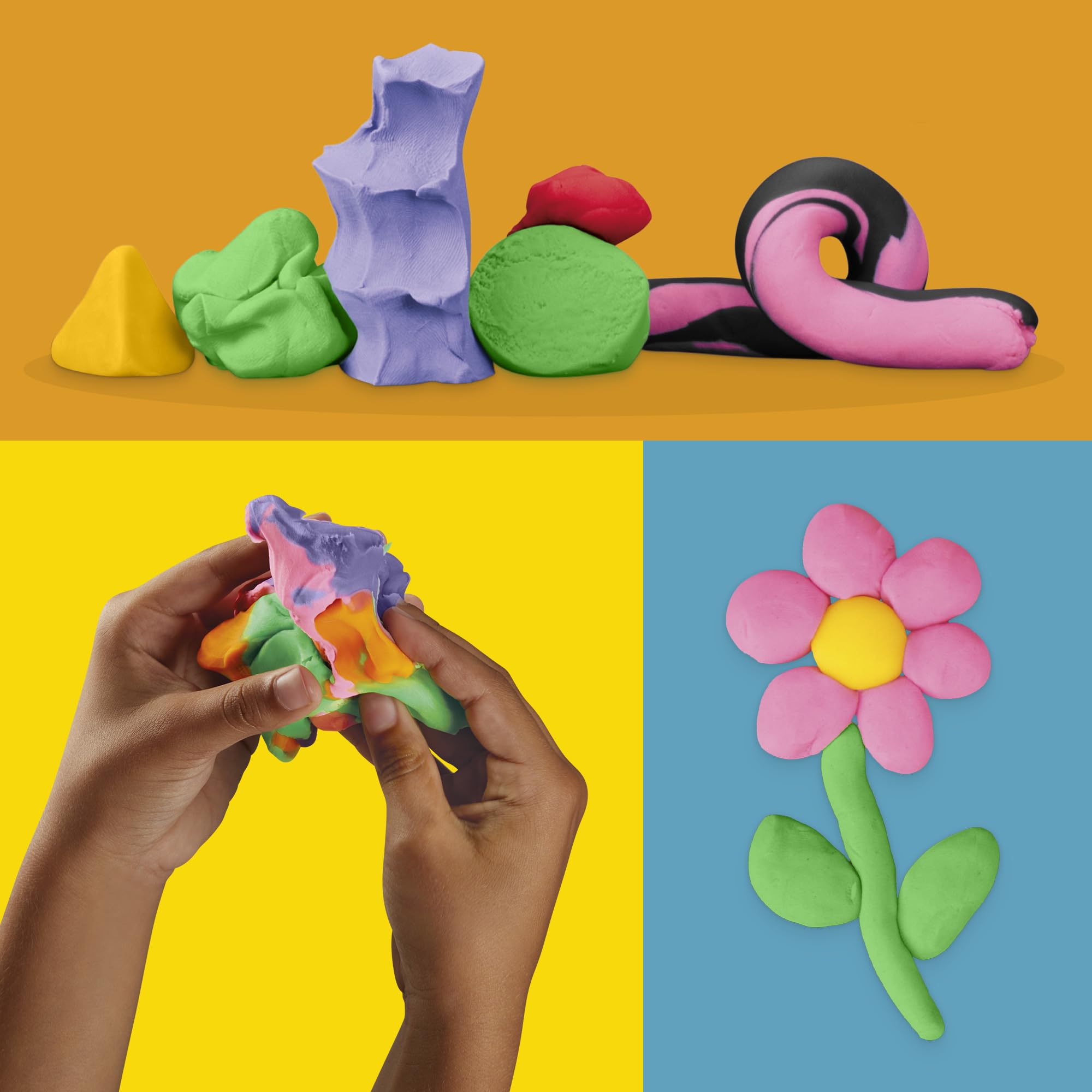 Play-Doh Favorite Colors 9-Pack Set with 7 Large & 2 Small Cans – Red, Orange, Yellow, Green, Blue, Purple, Pink, Black, White 5