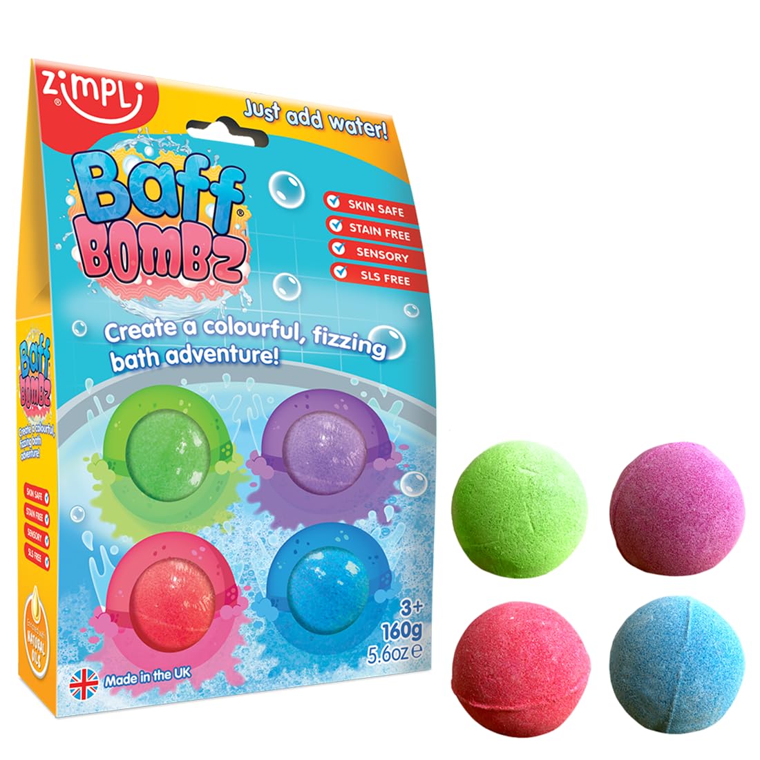 ZIMPLI Kids Bath Bombs Gift Set - 4 Pack | Moisturizing | Fruity Scents | Vegan Friendly 1