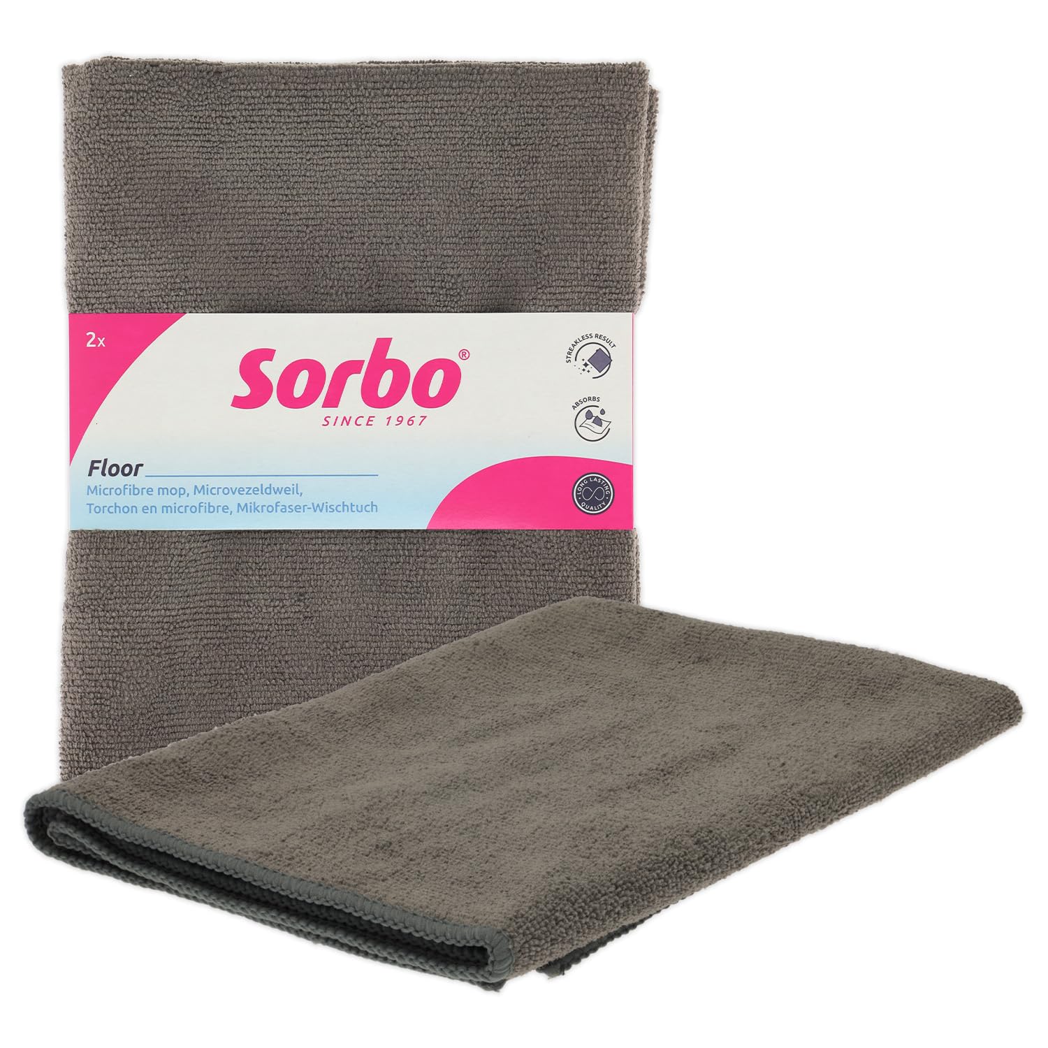 Sorbo Microfibre Floor Cloth - Streak-Free, Super Absorbent, Multi-Purpose Cleaning | Grey | 50cm x 60cm