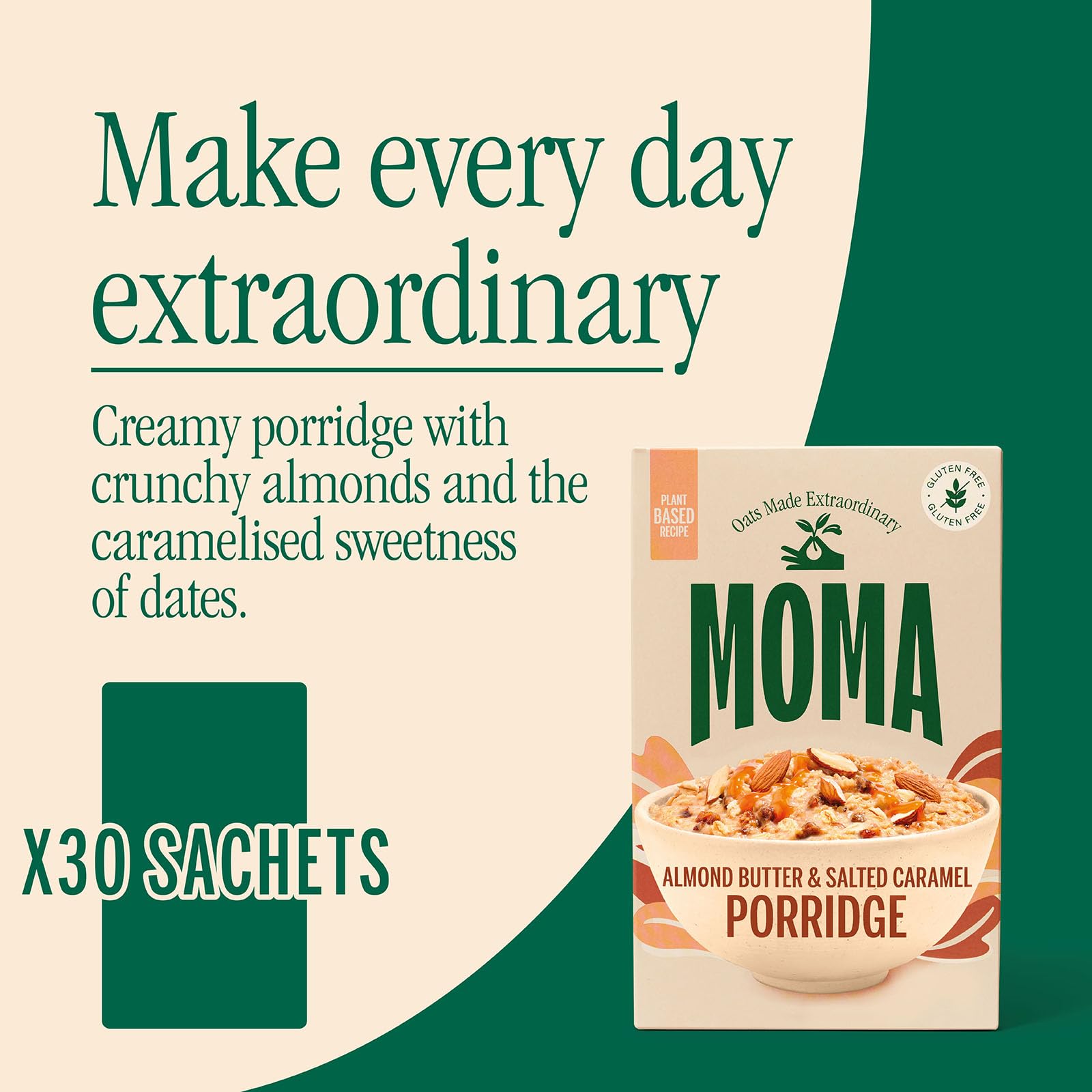MOMA Almond Butter & Salted Caramel Porridge Sachets - 30 x 40g - Made with British Oats 12