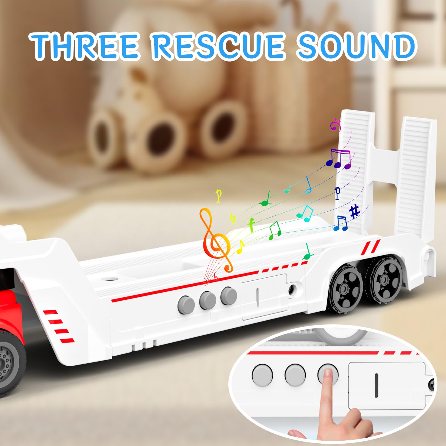 GizmoVine Fire Truck Playset - Vehicle Transporter Toy with Ambulance & Helicopter for Kids 3+ 10