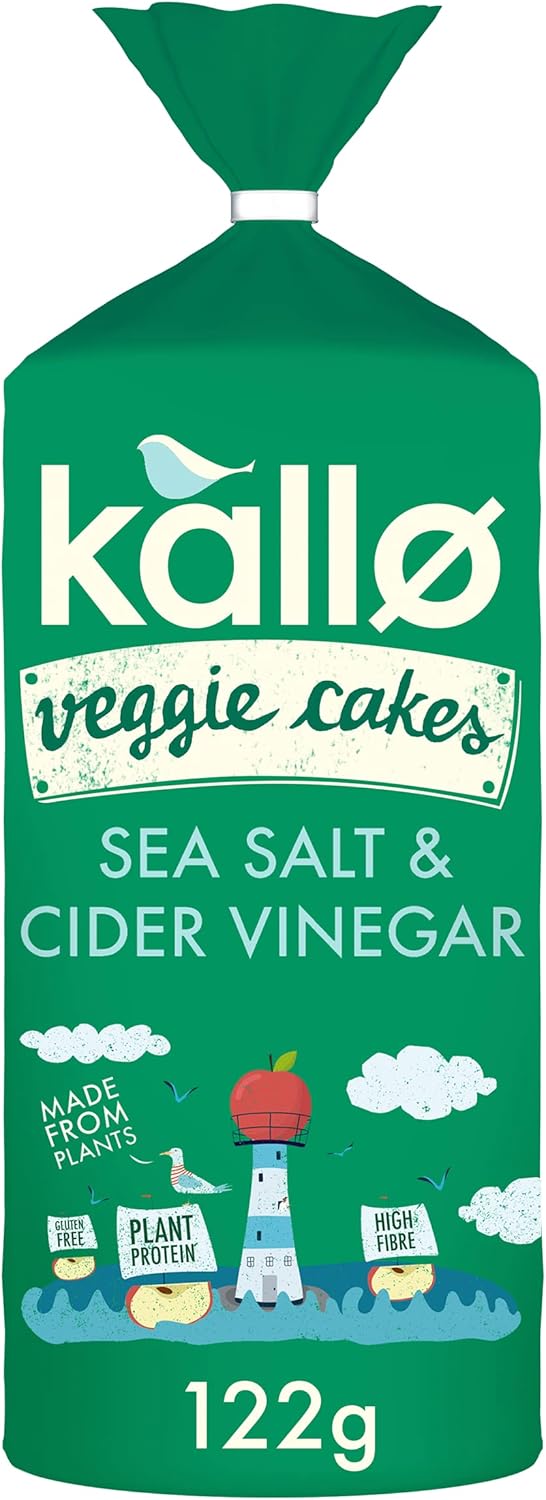 Kallo Gemüsekuchen mit Meersalz und Apfelessig, Linsen- und Erbsen-Puffcracker, glutenfrei, vegan, 40 Kalorien pro Stück
