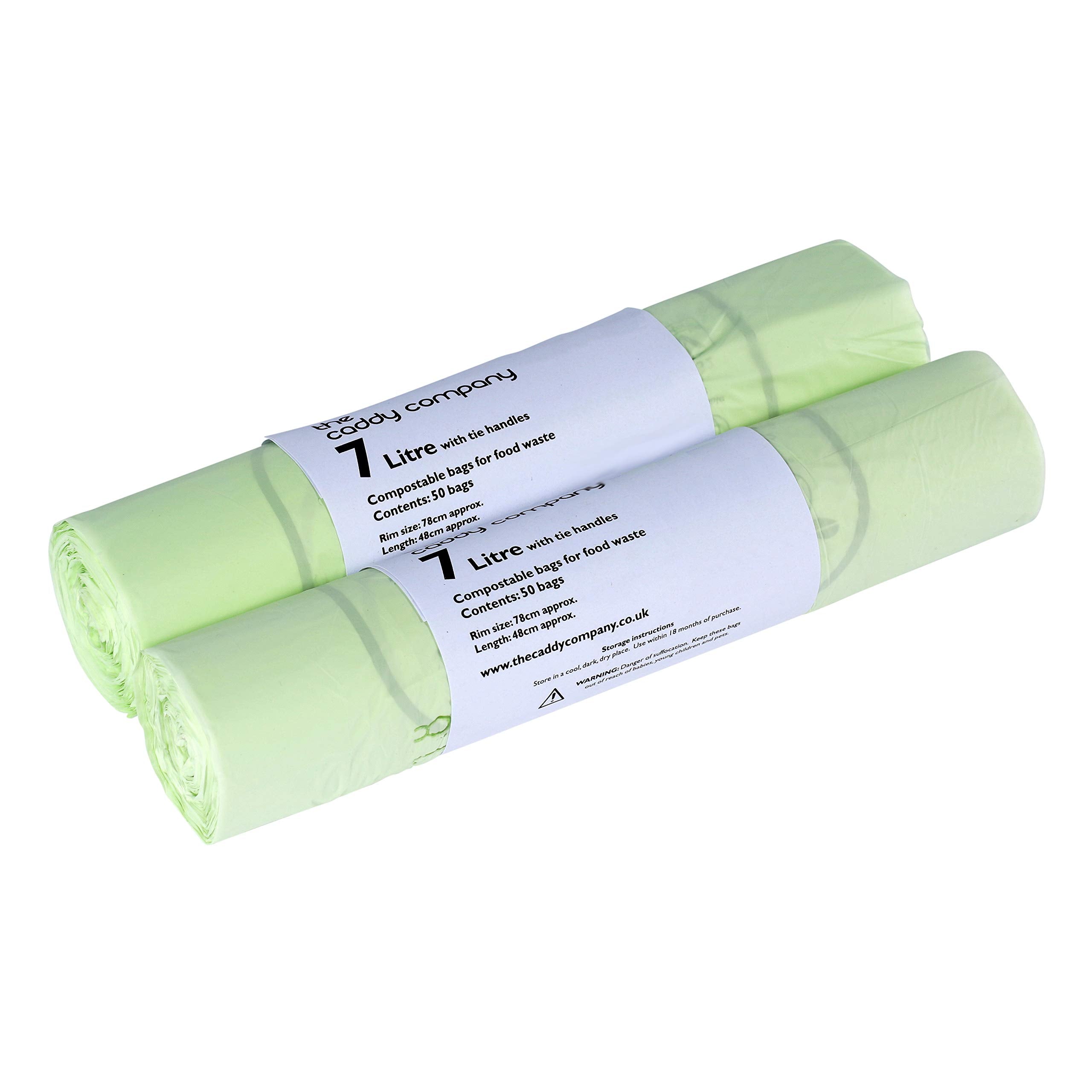 The Caddy Company 7 Litre Tie Handle Compostable Kitchen Caddy Liners, 100 Bags 1