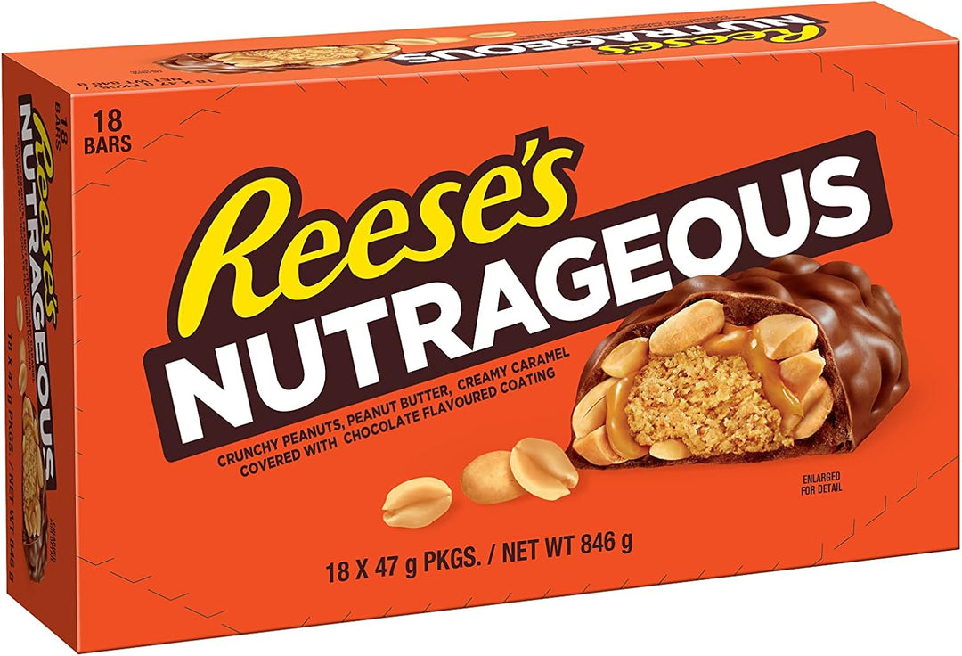 Reese's Nutrageous Peanut Butter Bar – Pack of 18 (47g Each)