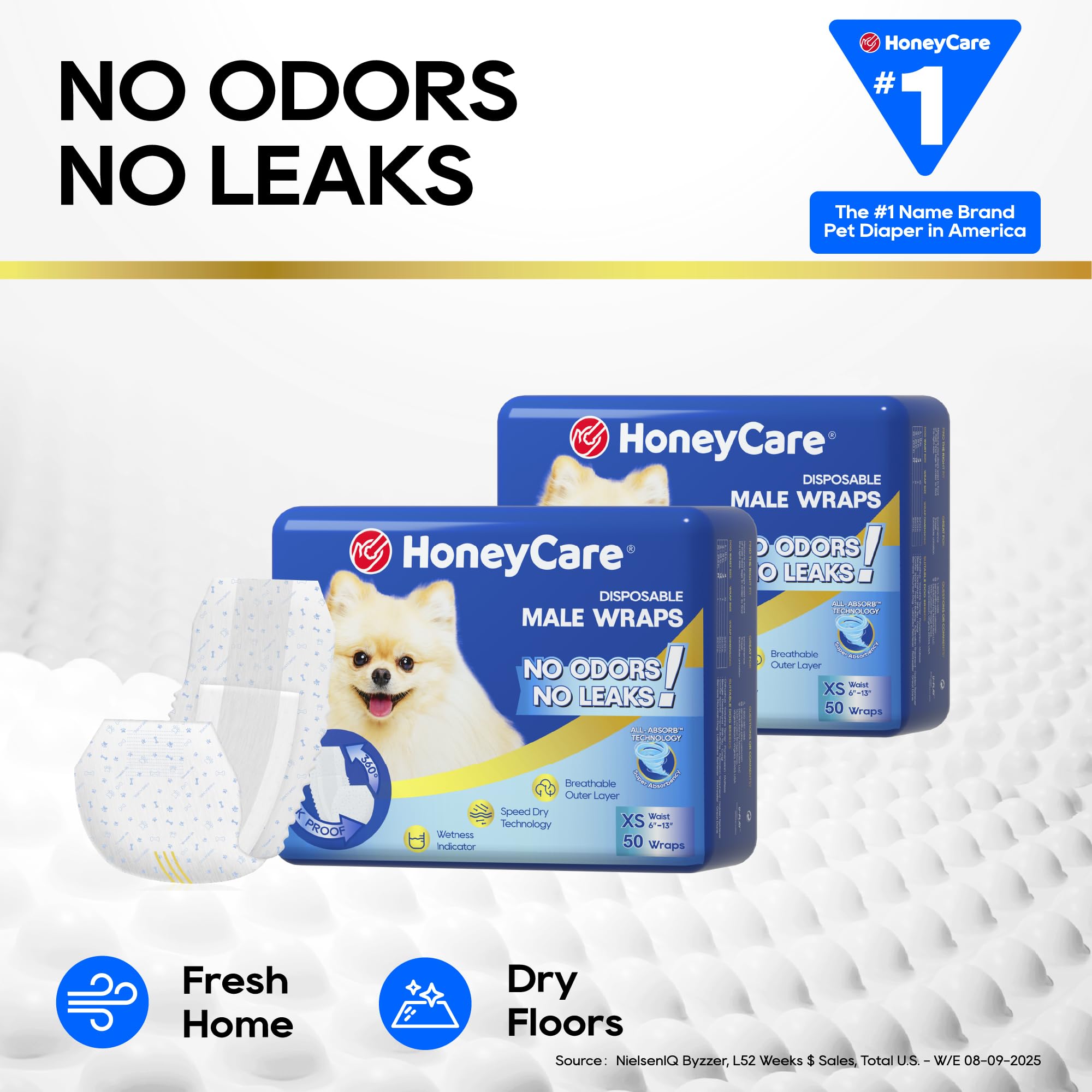 HONEY CARE All-Absorb A27 Male Dog Wrap - Extra Small Size | 50 Count 3