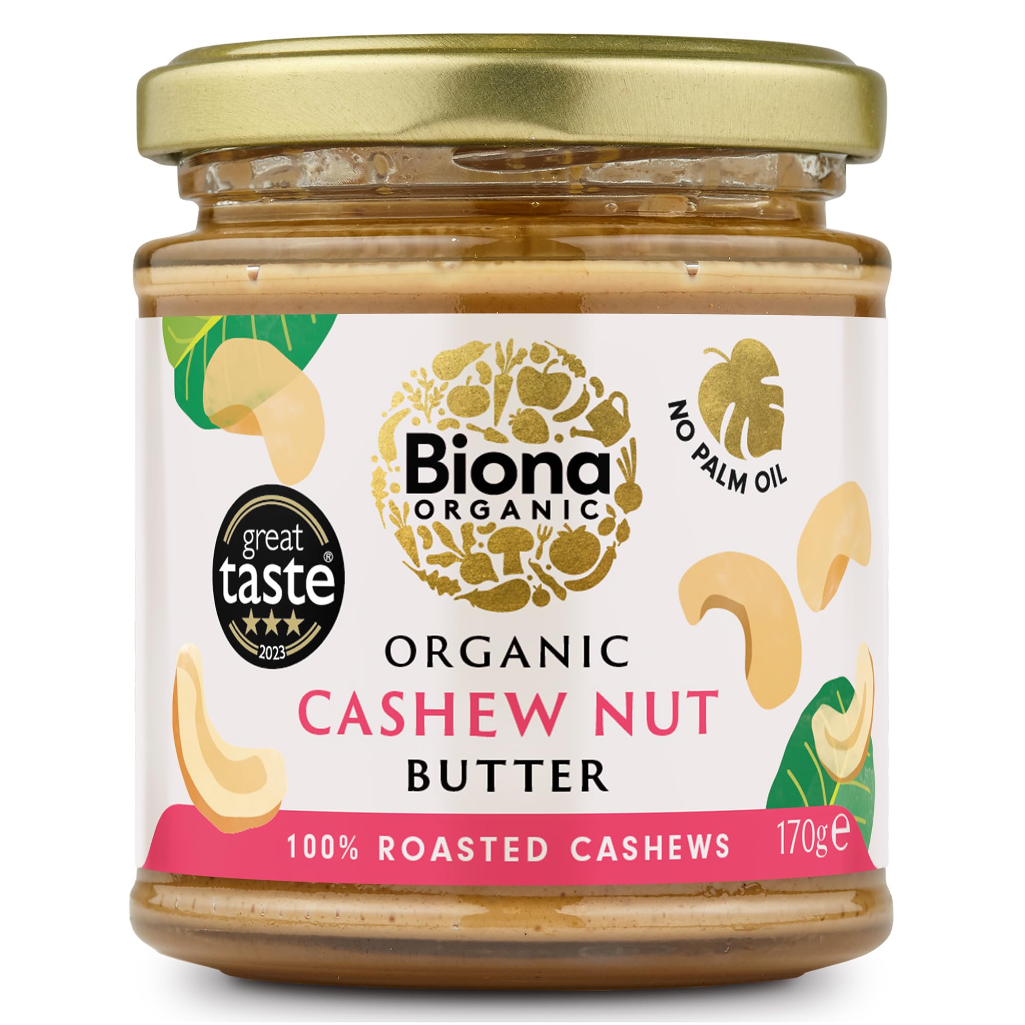 Biona Organic Smooth Cashew Nut Butter - 170g | Source of Protein & Fibre 1