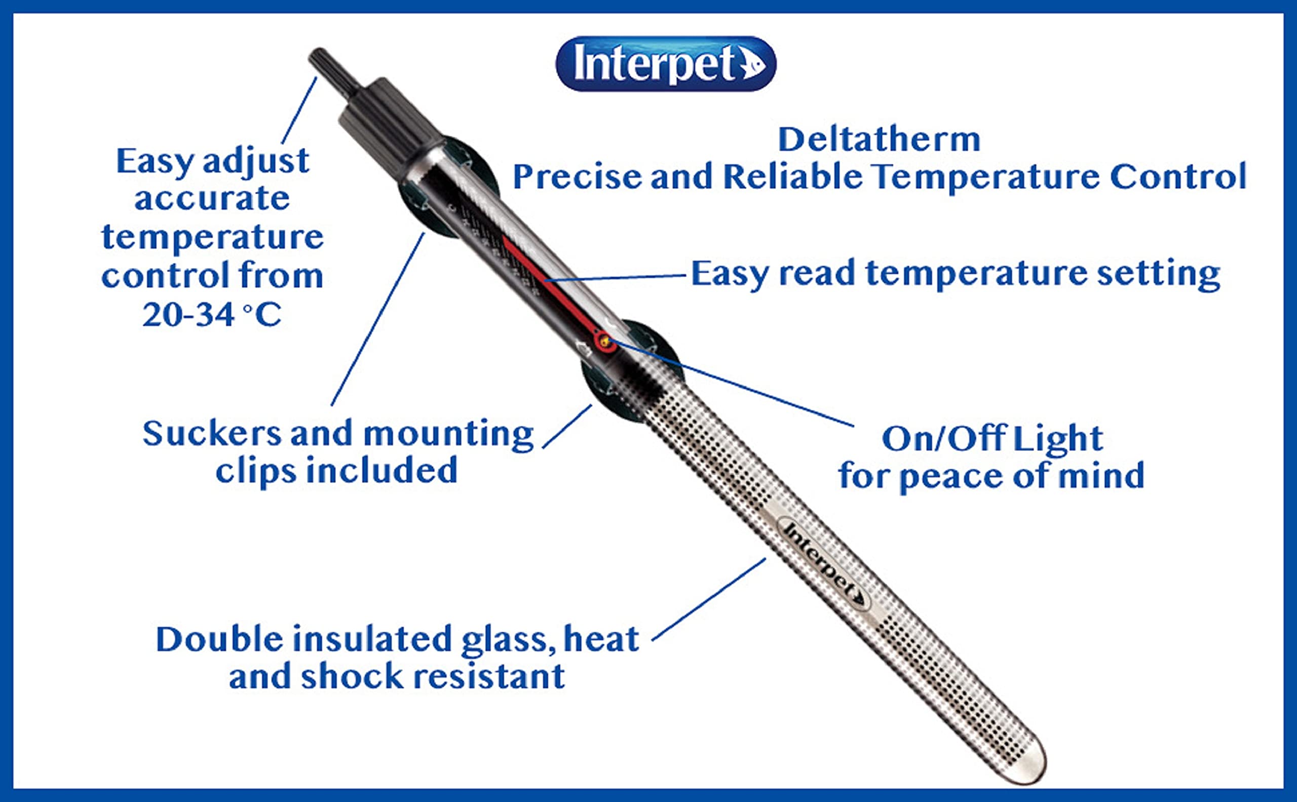 Interpet Deltatherm Aquarium Heater - 100W | Adjustable Temperature | Submersible 2