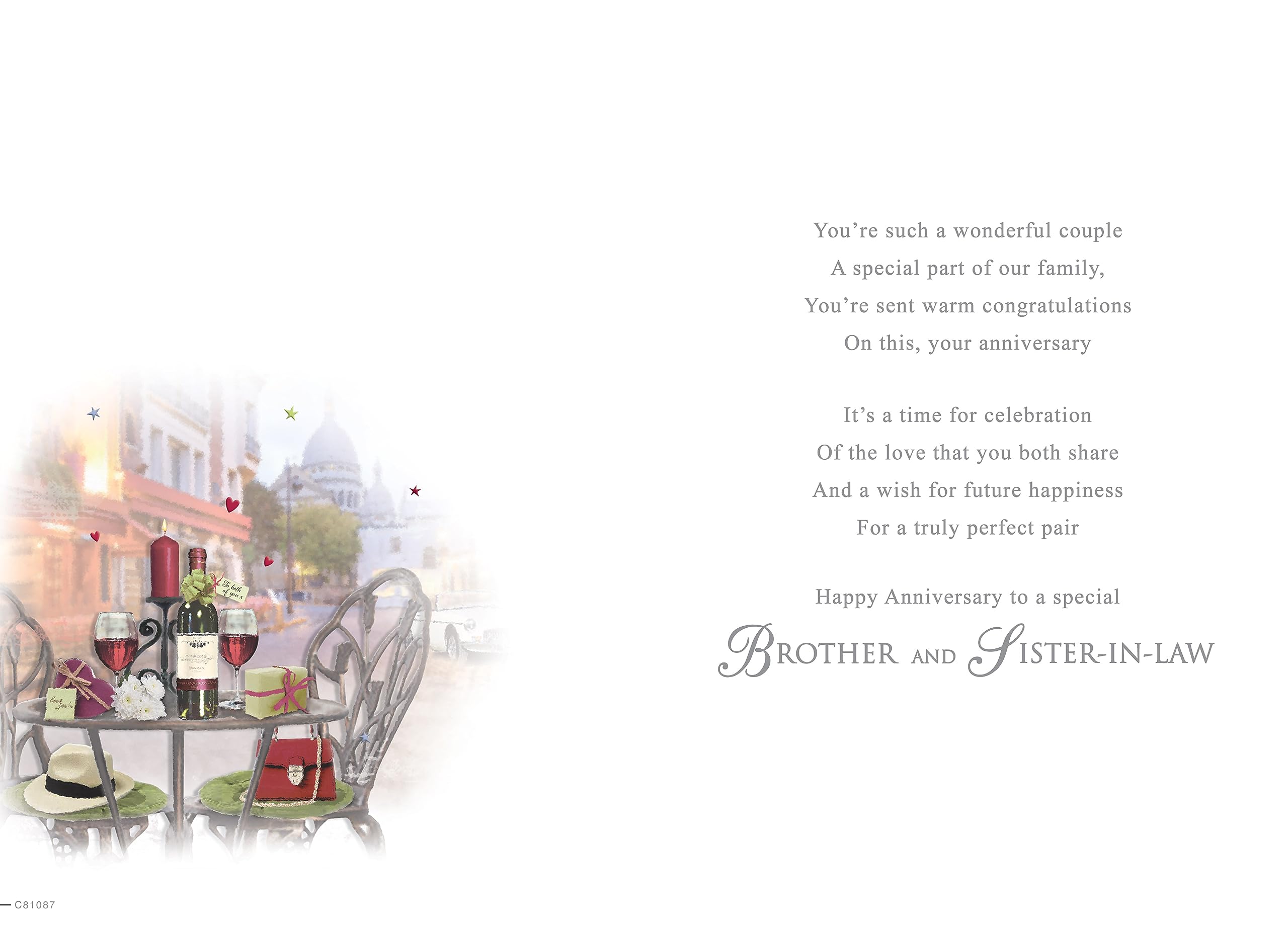 Piccadilly Greetings Anniversary Card for Brother & Sister In Law - 9 x 6 Inches | Stunning Design