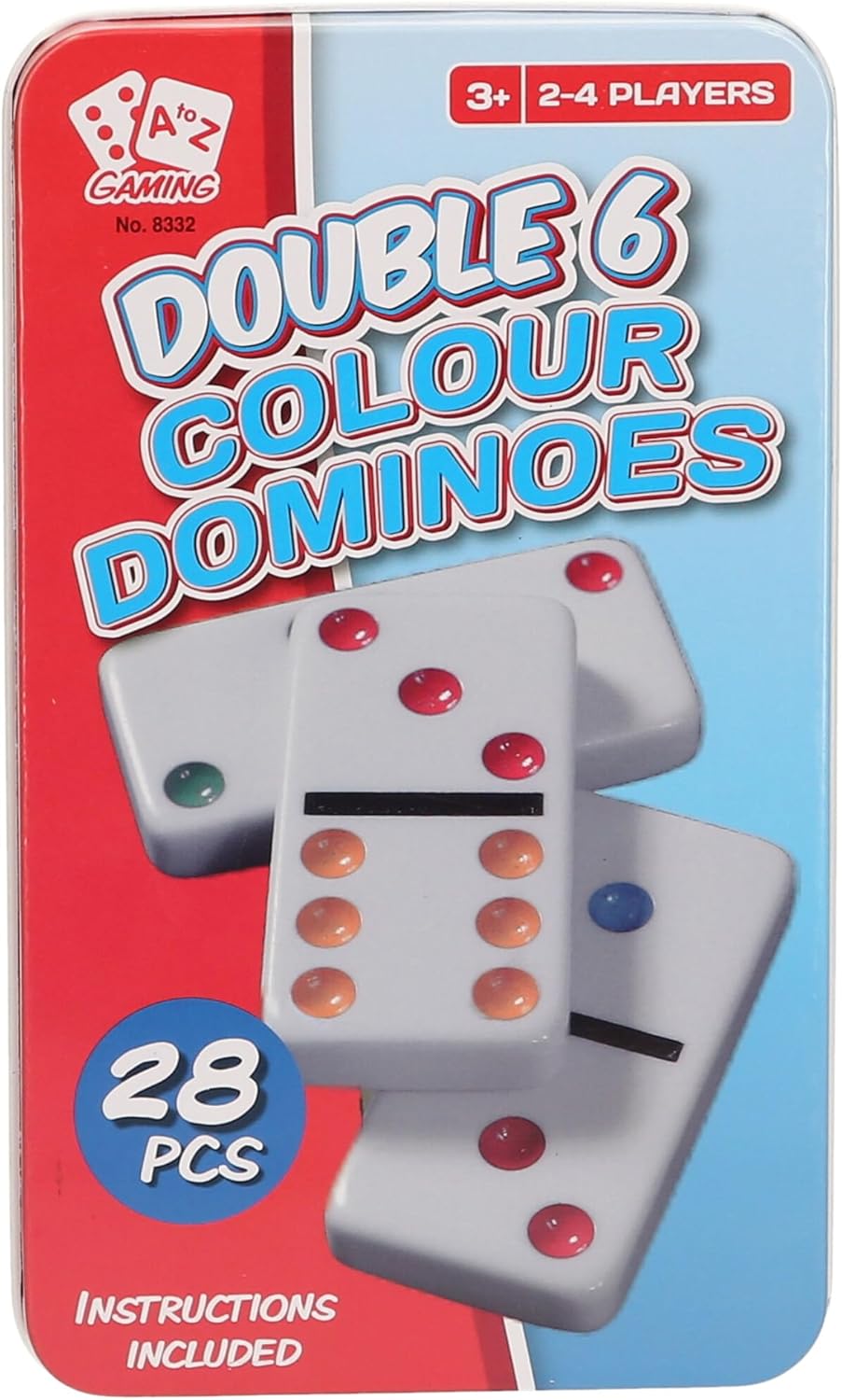 Atoz Double 6 Colour Dominoes Set in Tin Box 1