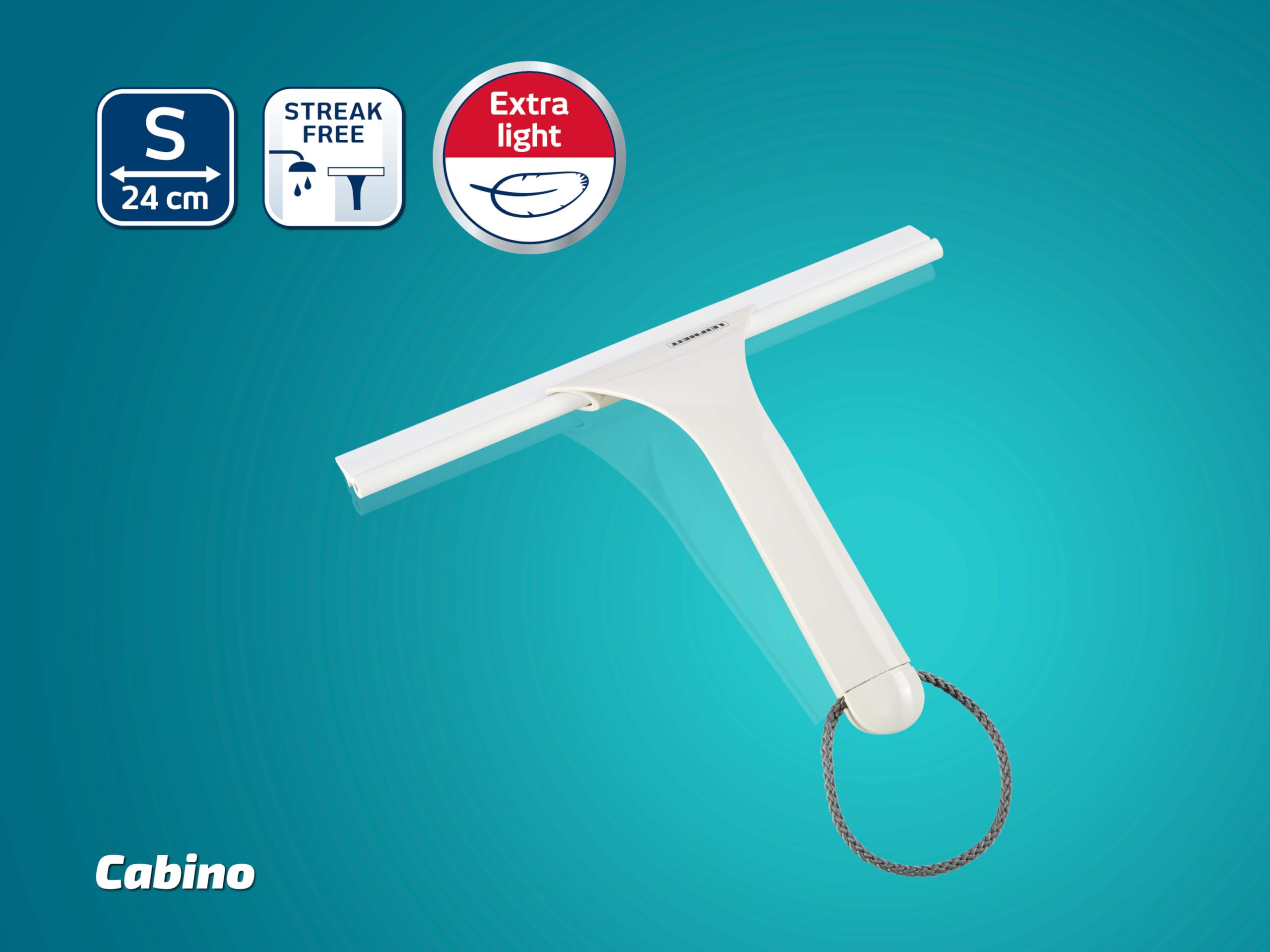Leifheit Cabino Squeegee for Shower Glass, Window Squeegee with 24 cm Rubber Lip | Lightweight