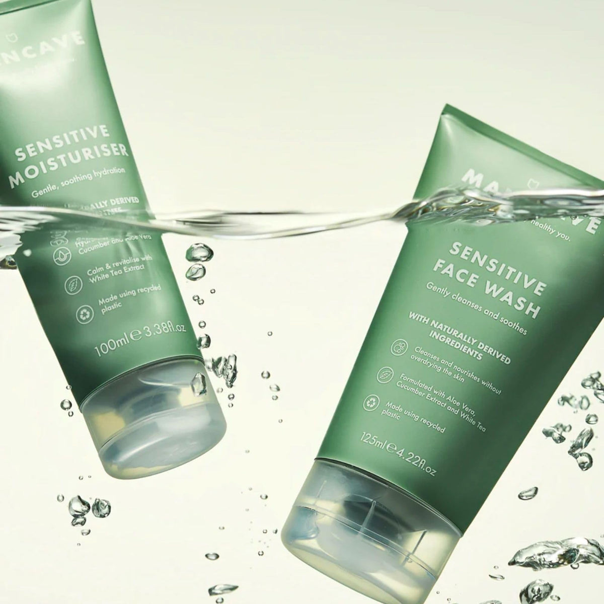 ManCave Sensitive Face Wash - Gentle Cleansing with Aloe Vera & Cucumber, 125 ml
