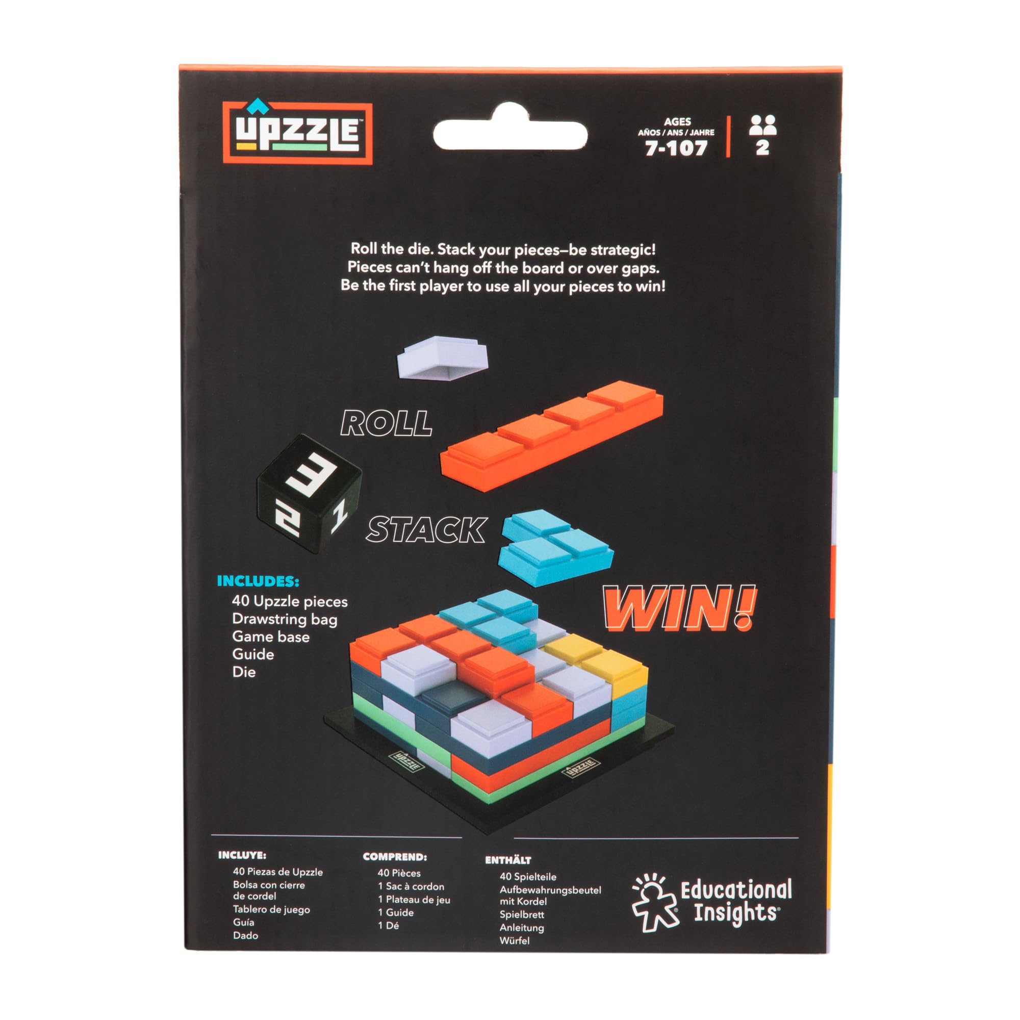 Educational Insights Upzzle Strategic Stacking Puzzle Game for Kids | 2 Players | Multicolor 7