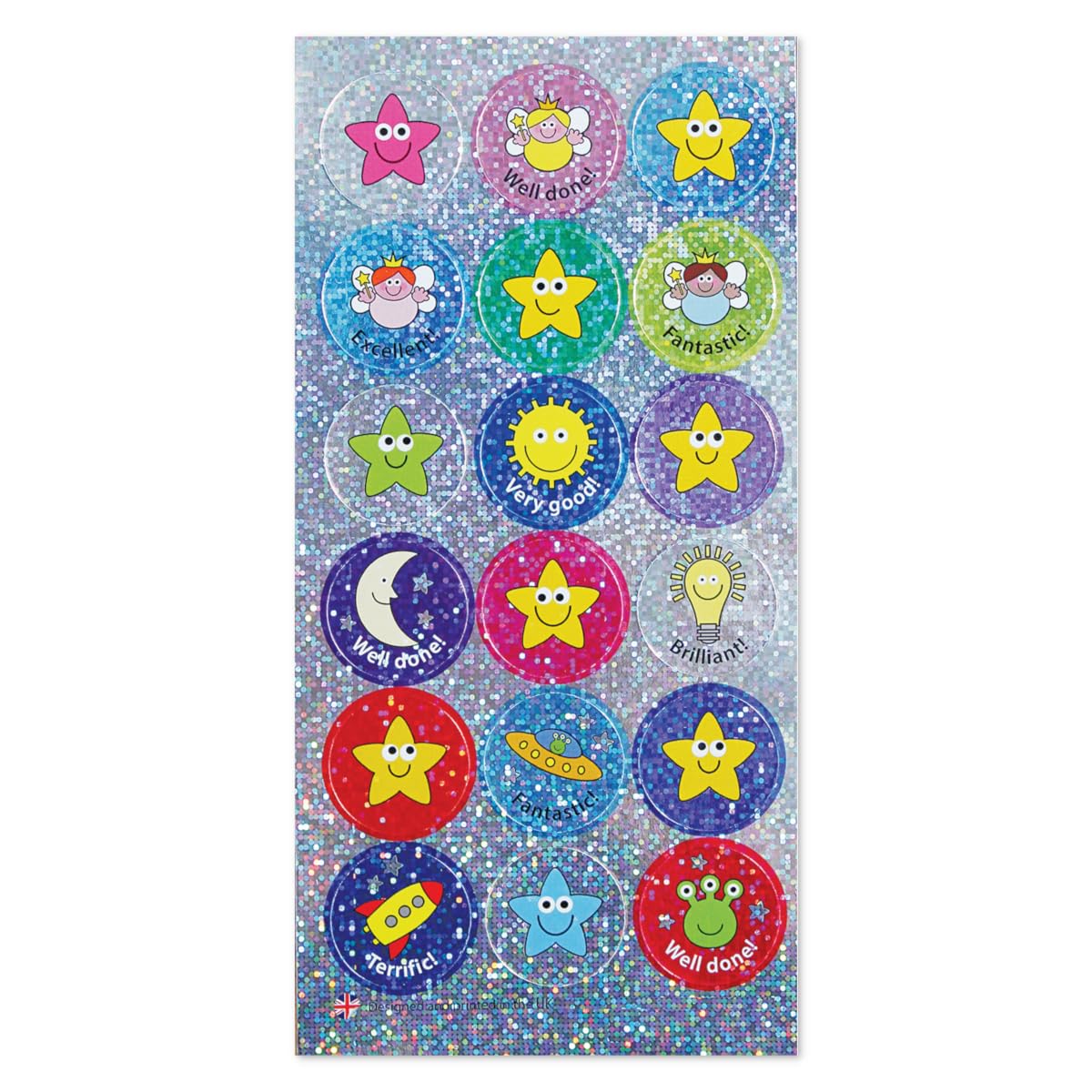 SuperStickers Sparkly Mixed Praise Stickers - 108 Stickers, 28mm