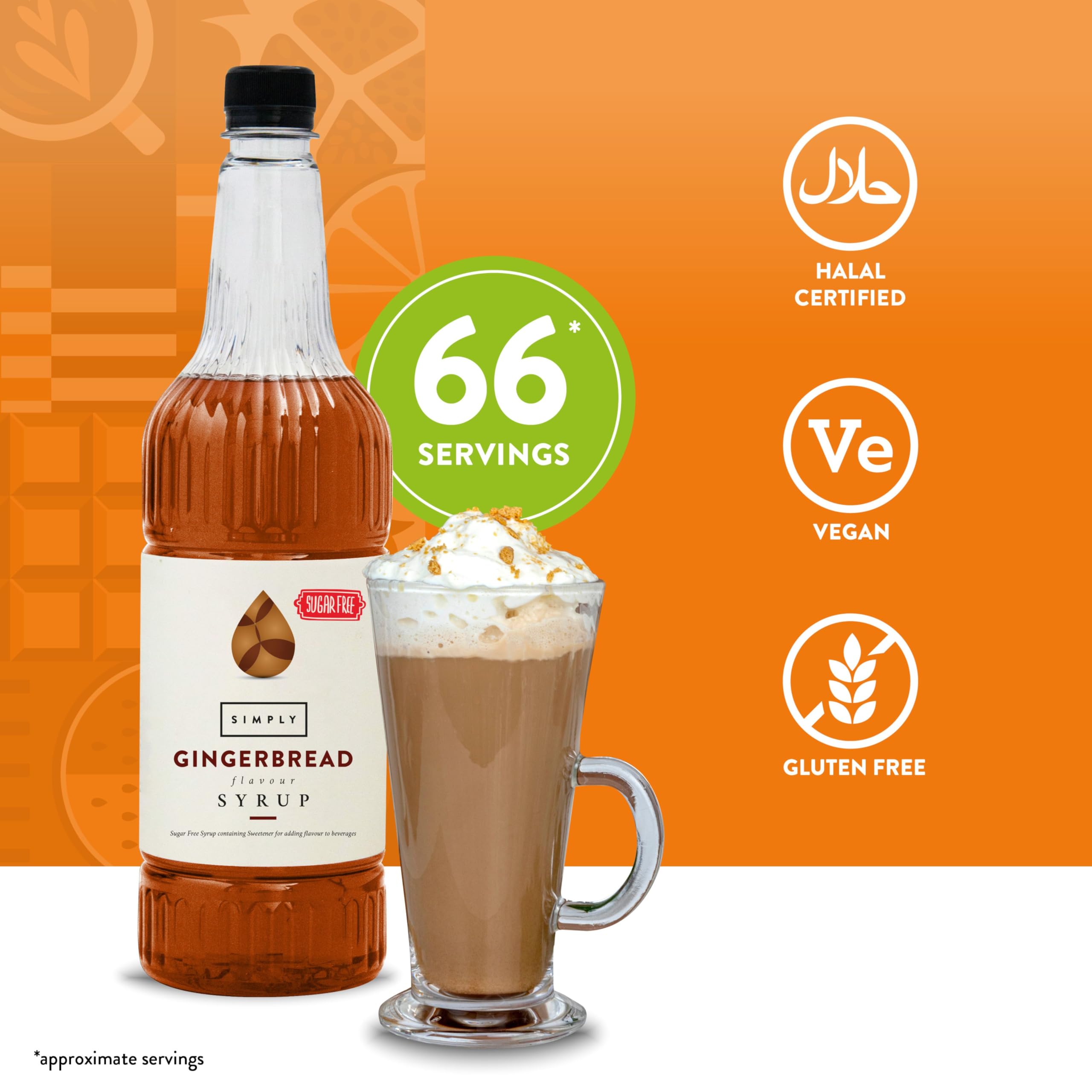 Simply – Zuckerfreier Lebkuchensirup, kalorienarmer, veganer und nussfreier aromatisierter Sirup für Kaffee, Cocktails und Backen (1 Liter)