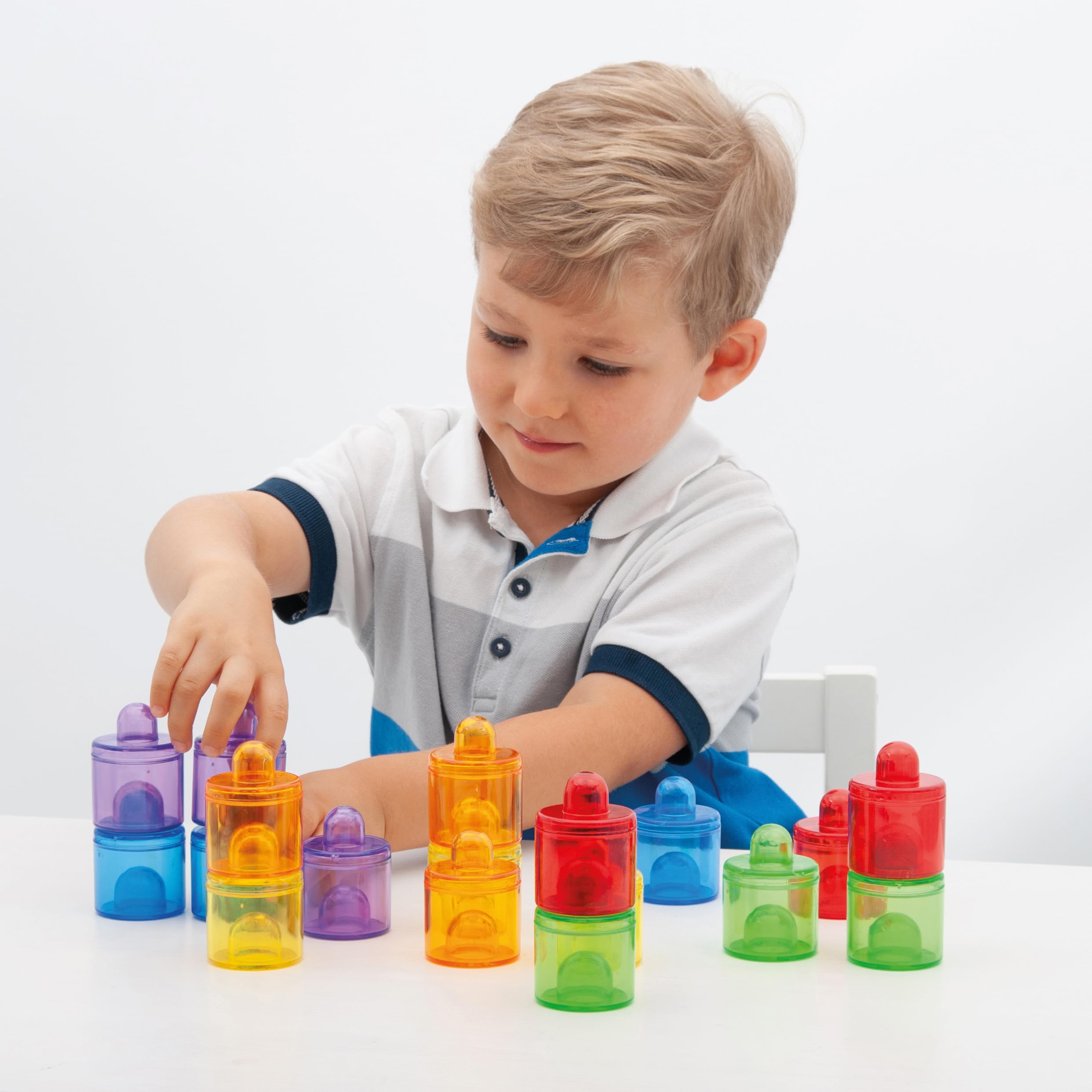 tickit Translucent Colour Pot Set - 18 Pieces, 42mm Dia, Stackable for Colour Mixing | Ages 12m+ 7