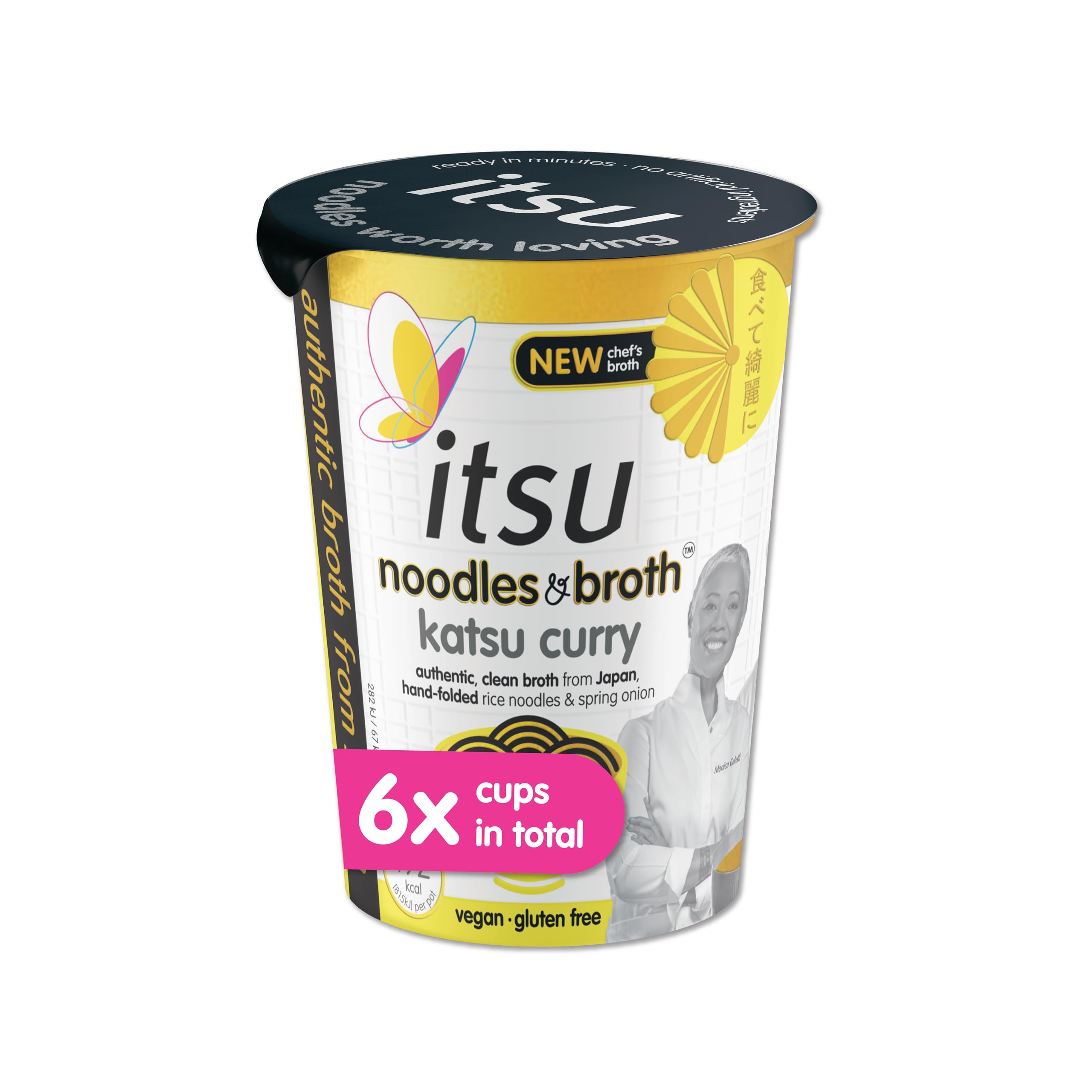 Itsu Katsu Curry Instantnudeln & Brühe Topf 63 g - 6er-Pack | Glutenfrei | Vegan | Schnell zubereitete Mahlzeit