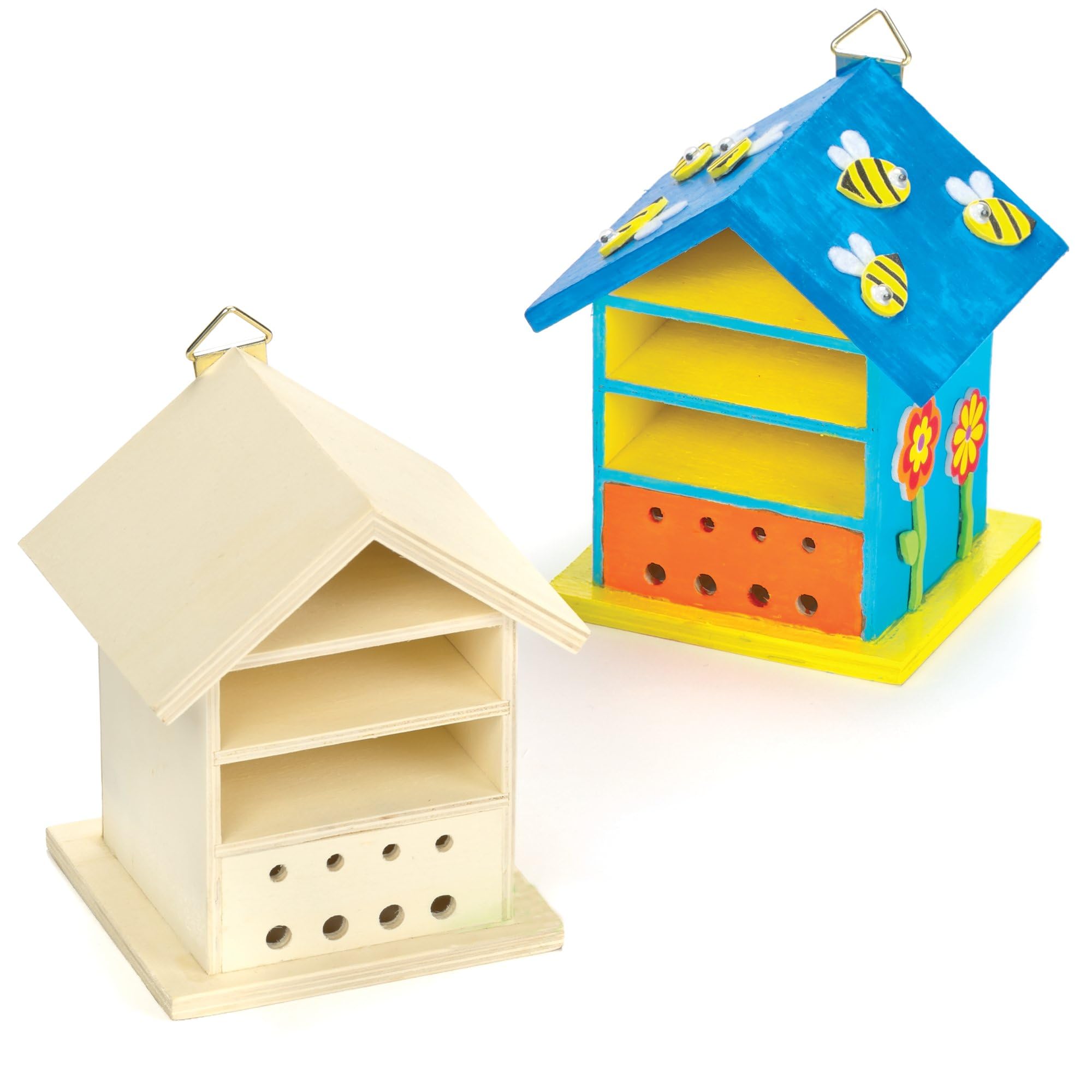 Baker Ross Wooden Bug House Craft Kits - Pack of 2 | Paint Your Own Wood Craft